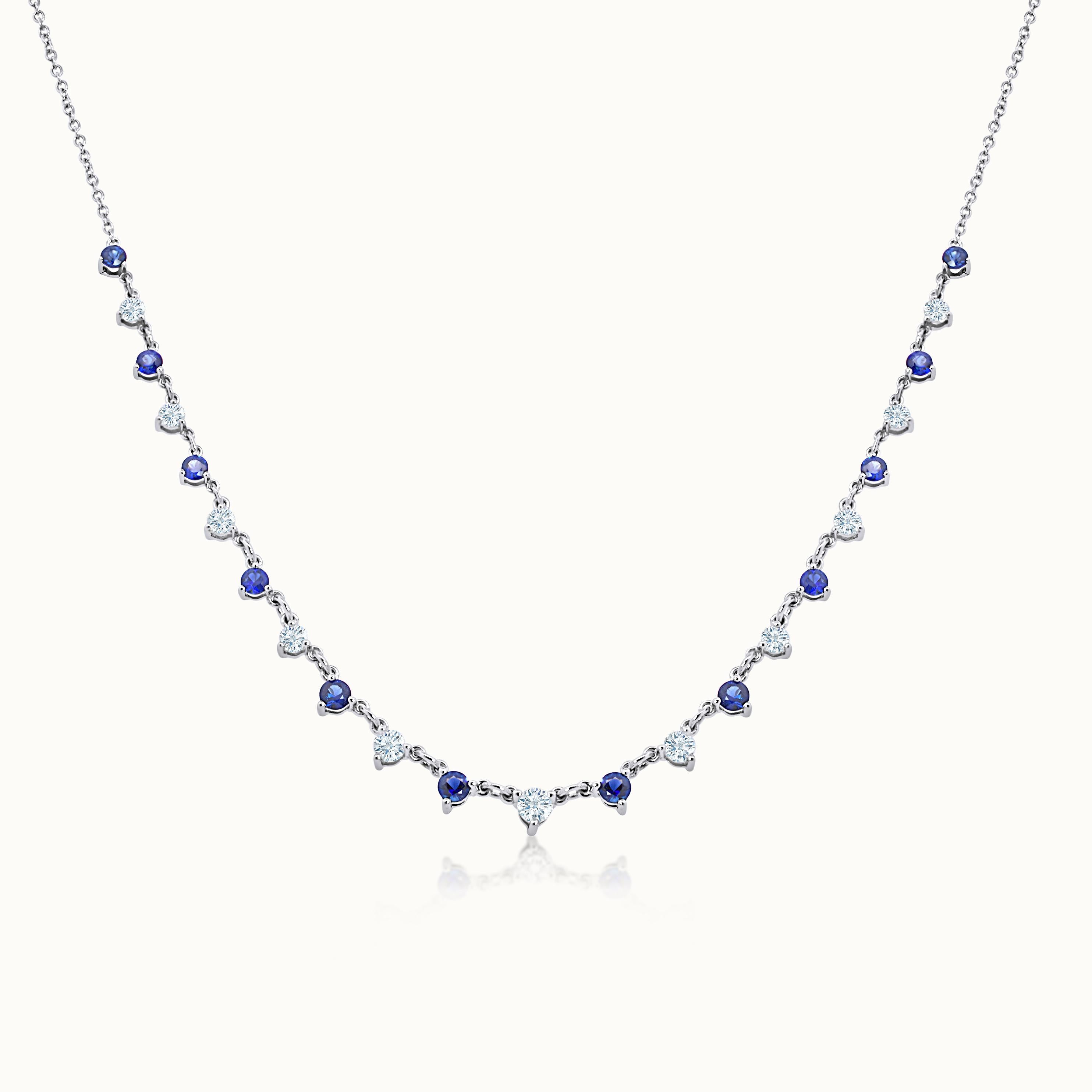 Diamond & Sapphire Station Necklace