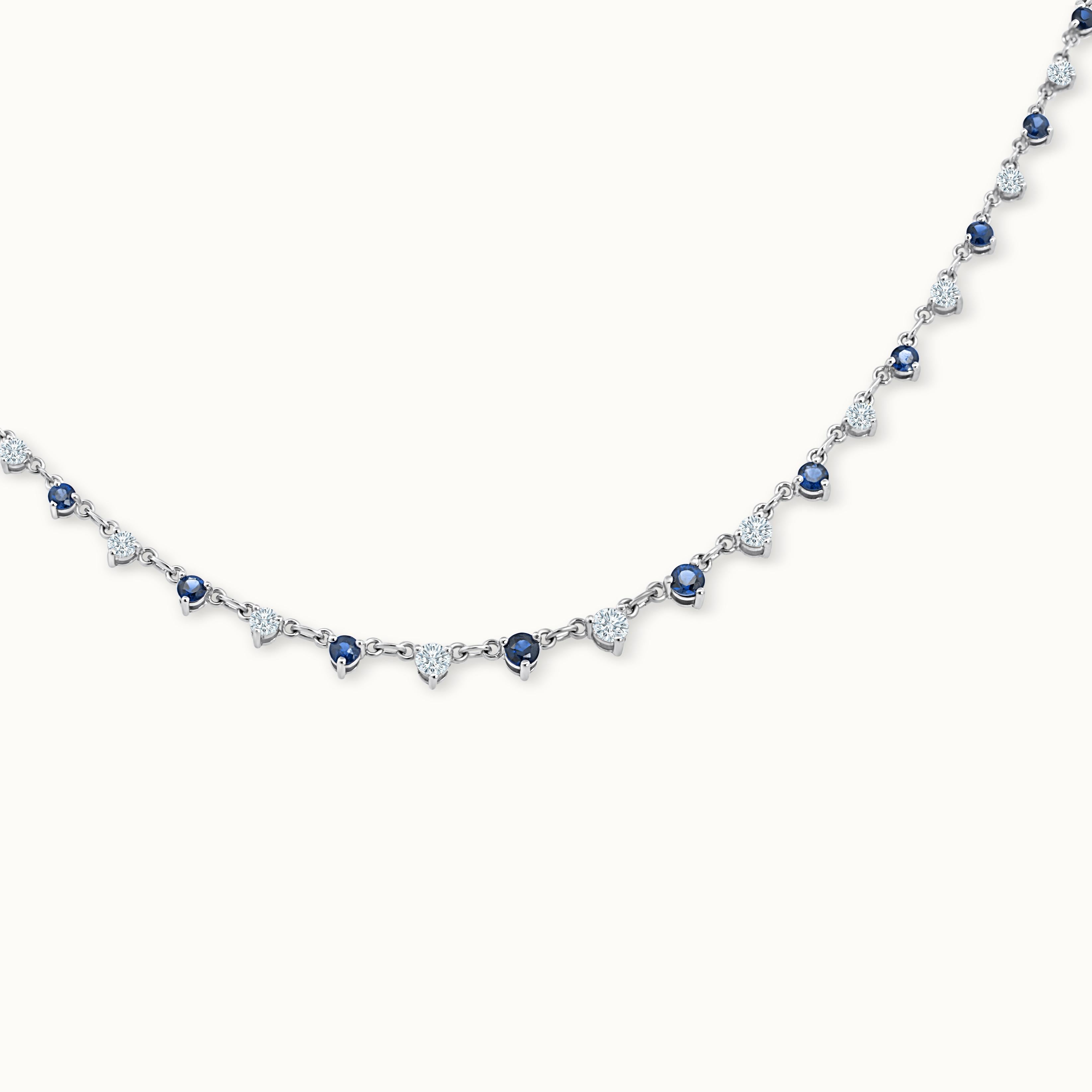 Diamond & Sapphire Station Necklace