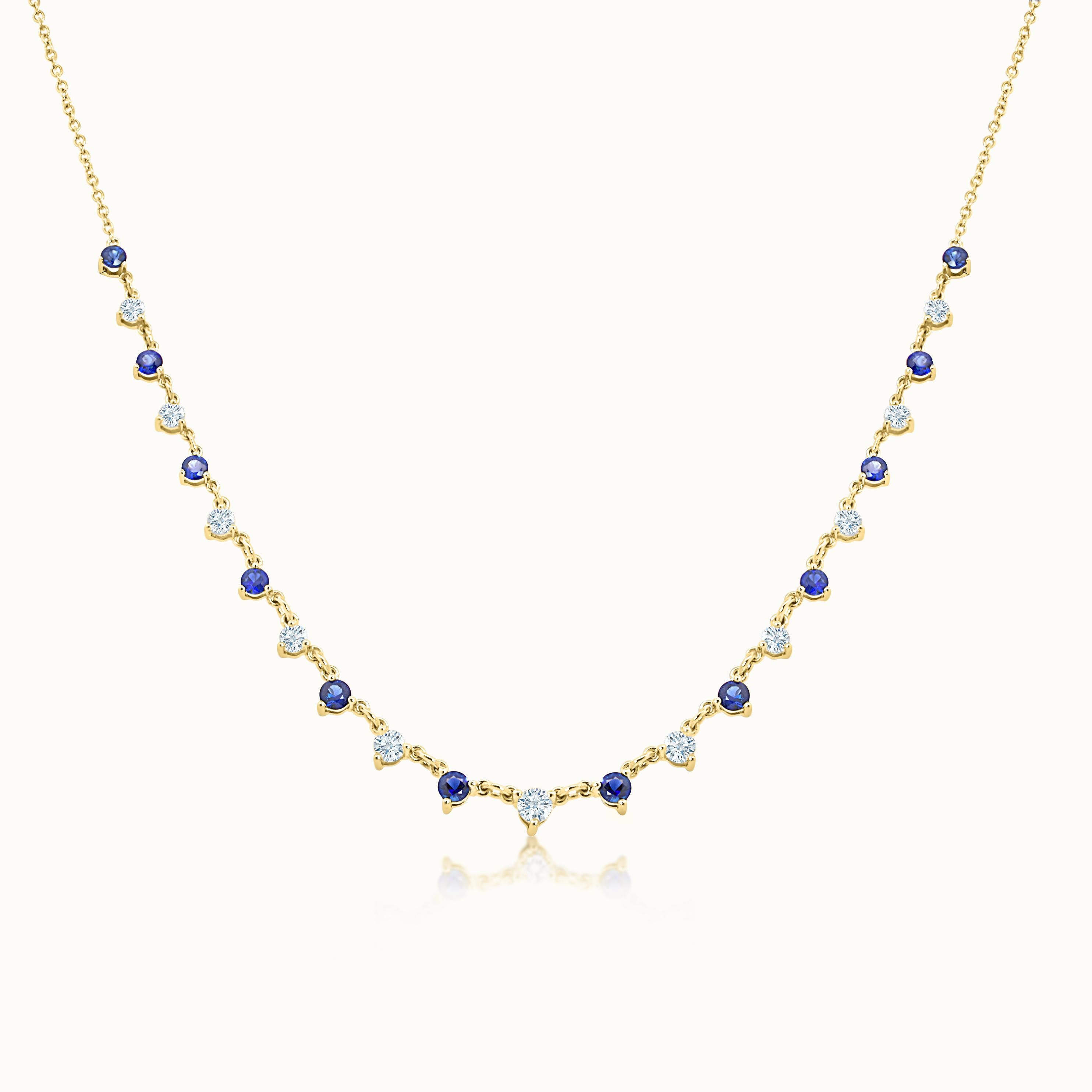 Diamond & Sapphire Station Necklace