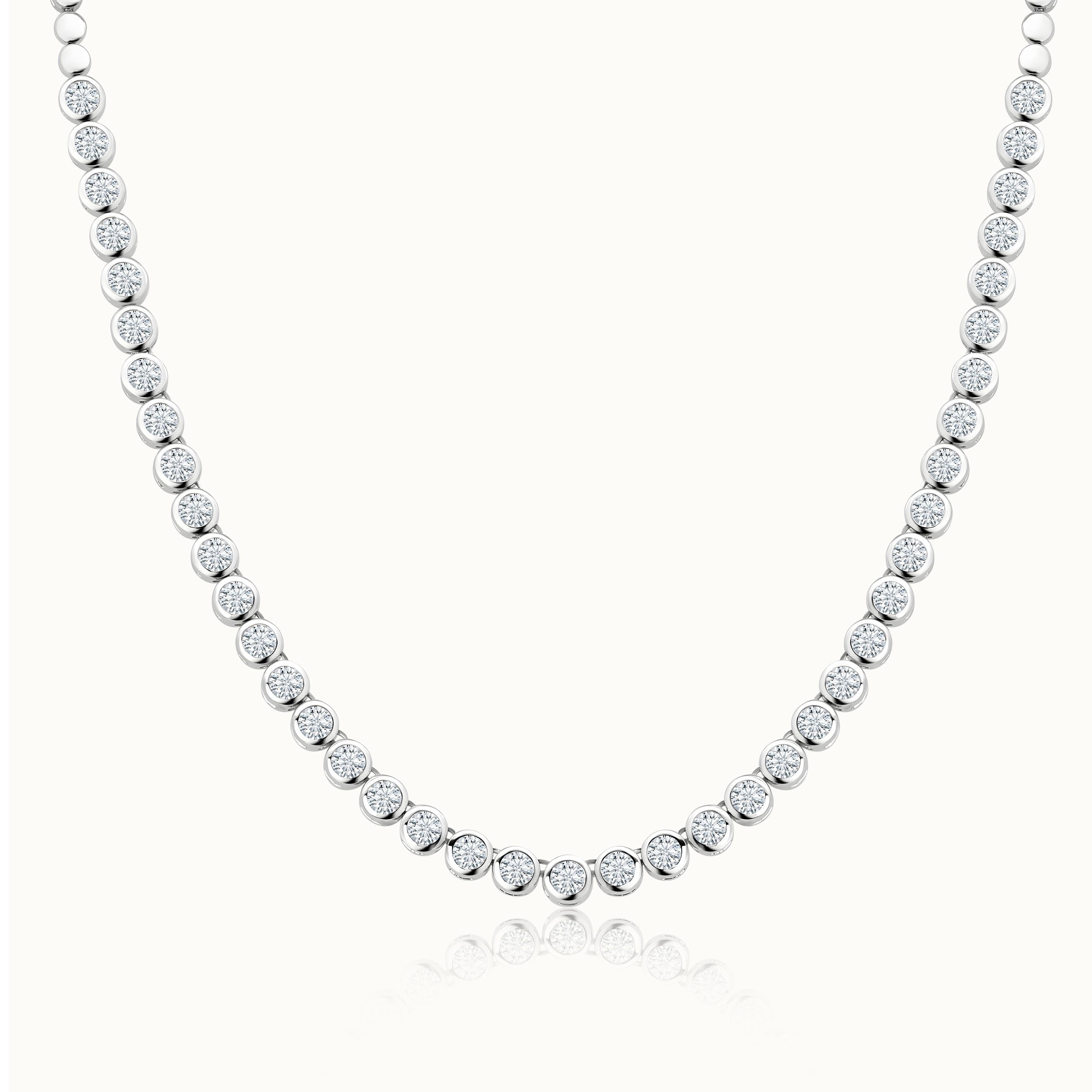 Bezel Set Round Diamond Line Necklace