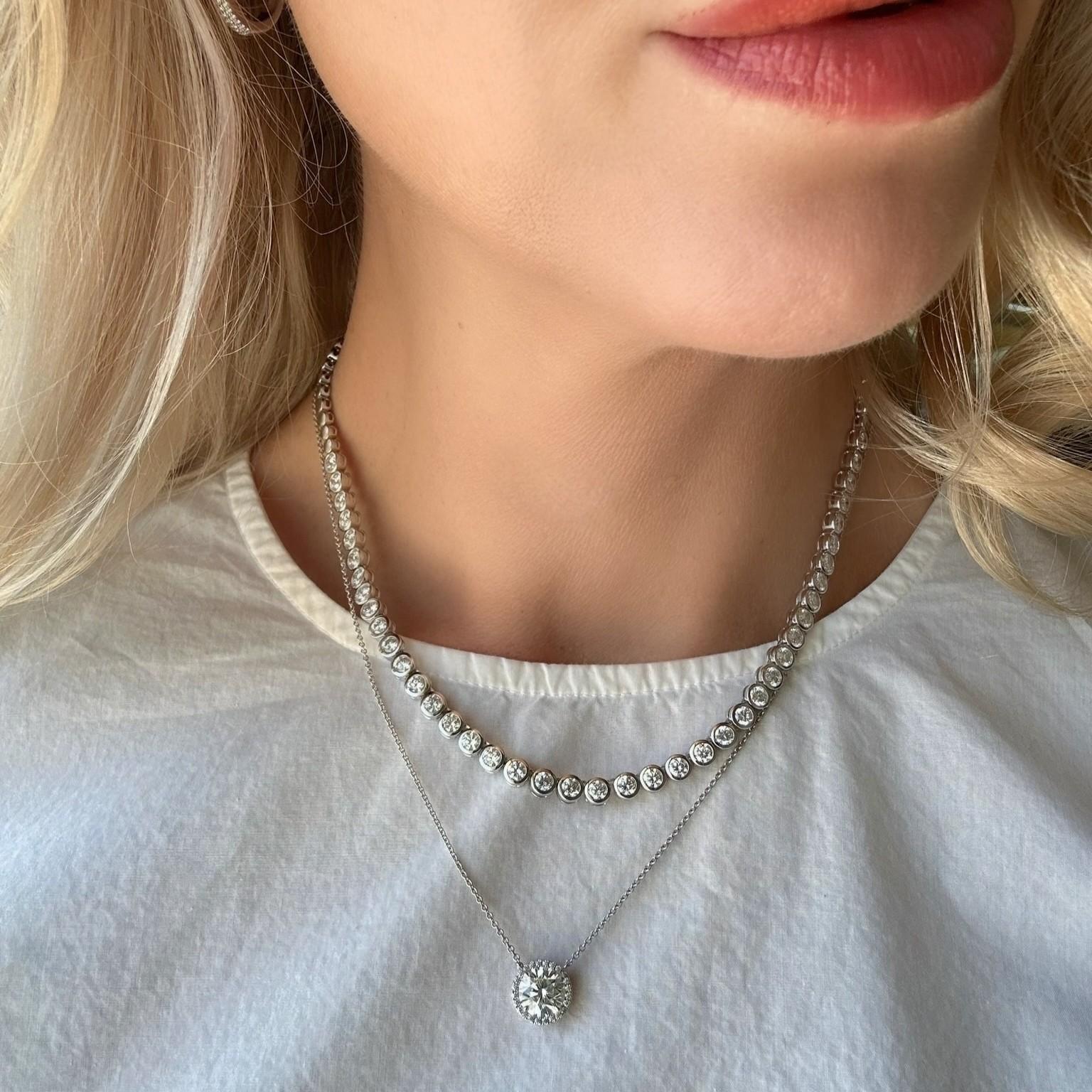 Bezel Set Round Diamond Line Necklace