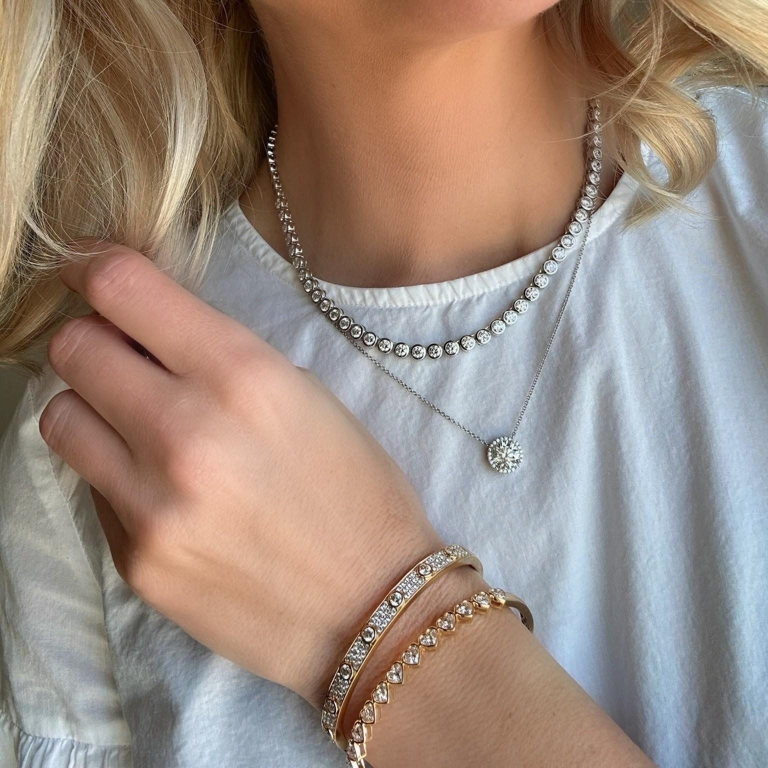 Bezel Set Round Diamond Line Necklace