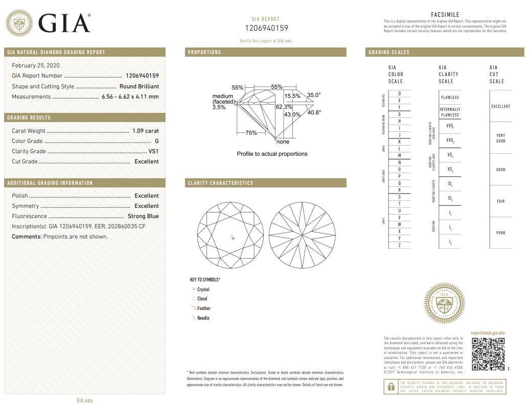 Lennon Round Diamond Solitaire 1.09 ct