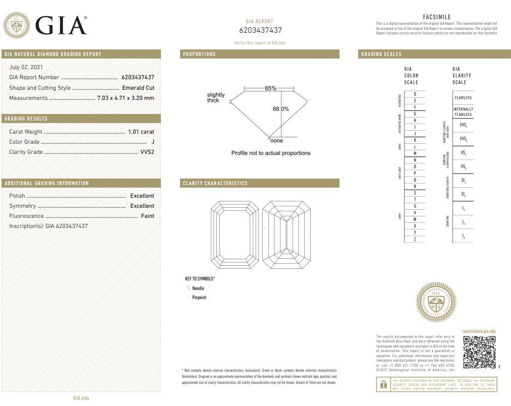 Quinn Emerald Cut Diamond Ring 1.00 ct