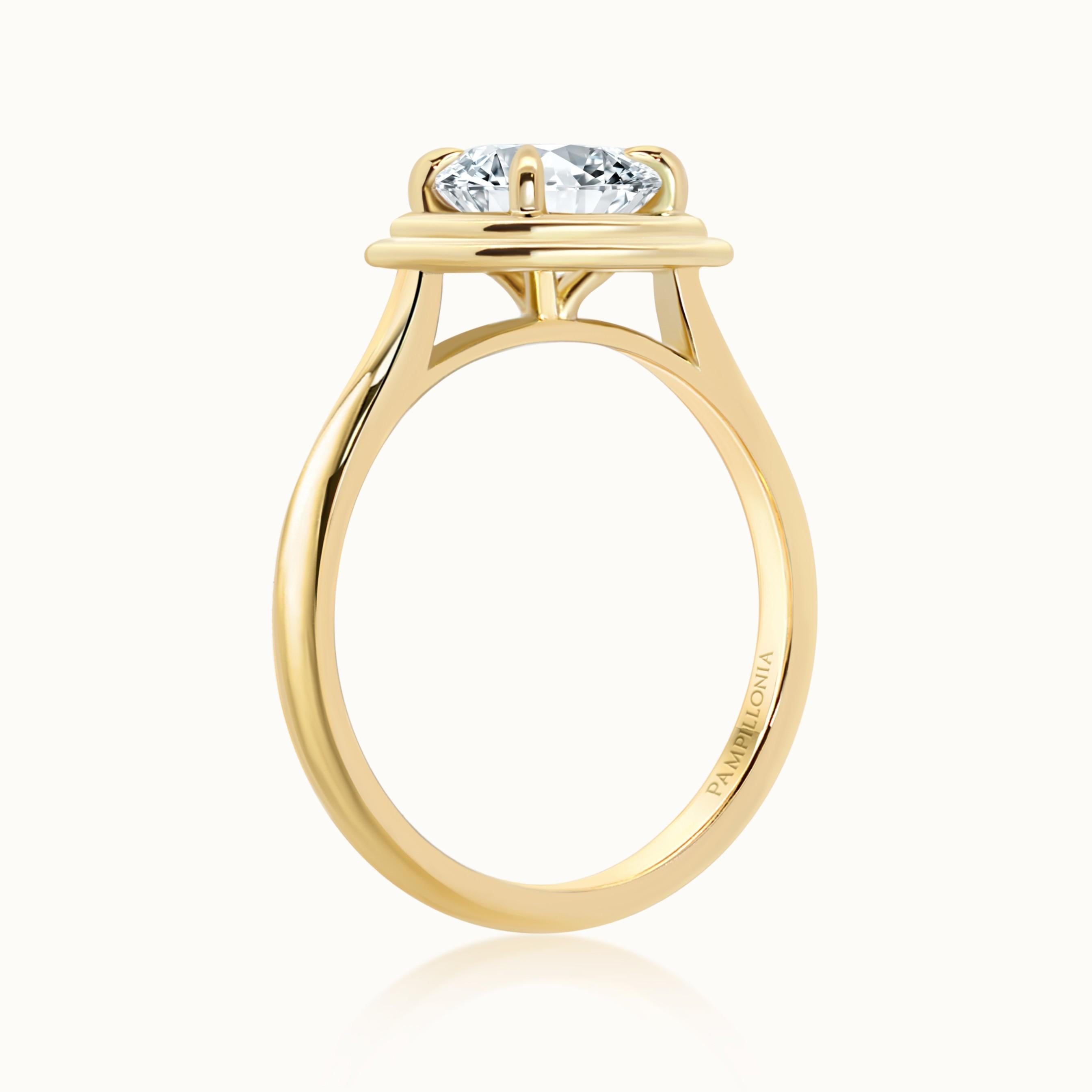 Round Diamond Ridged Bezel Ring