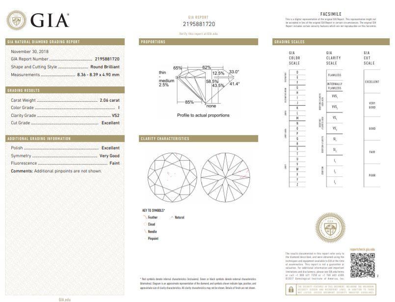 Lennon Round Diamond Solitaire 2.00 ct