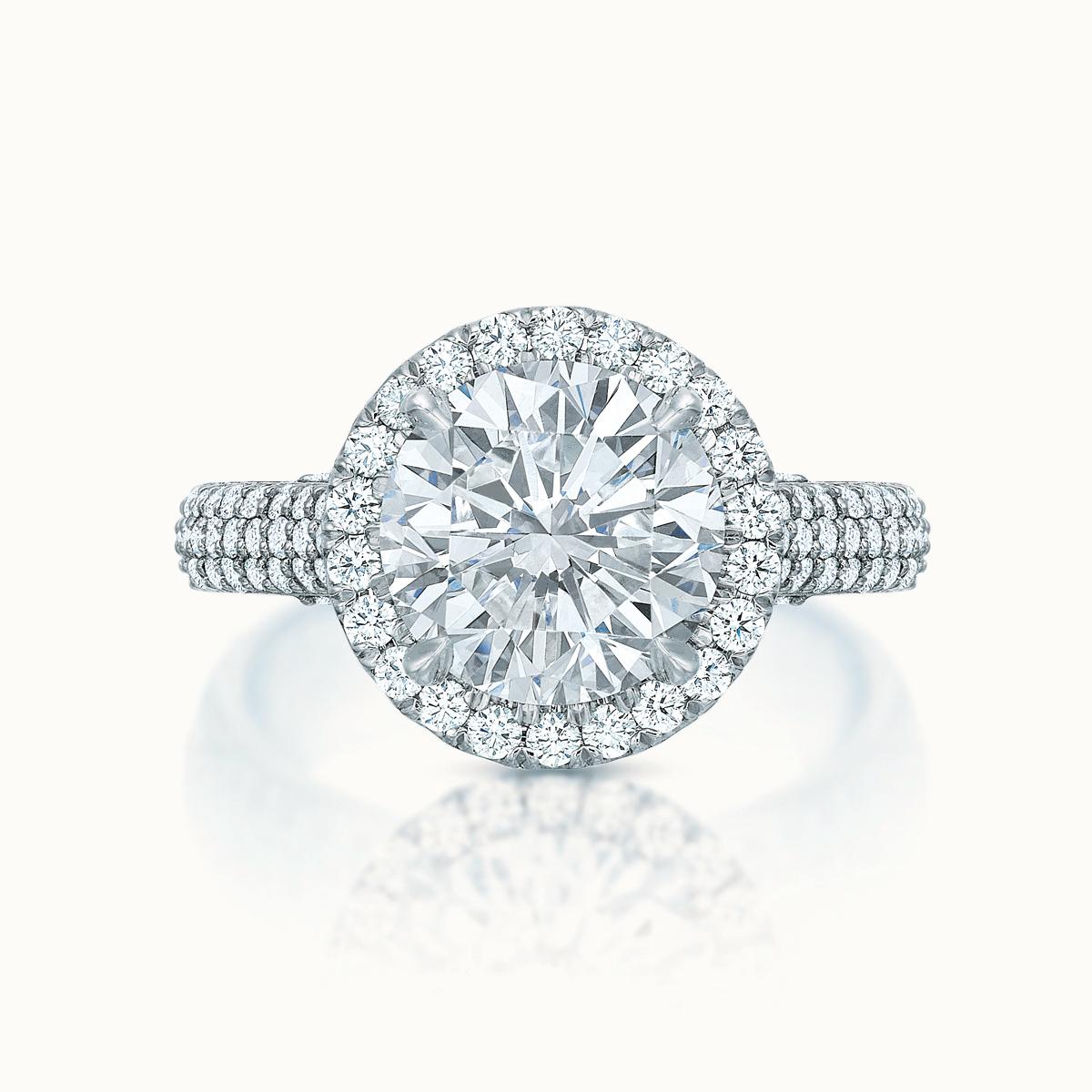 Kathleen Round Diamond Halo Triple Pave