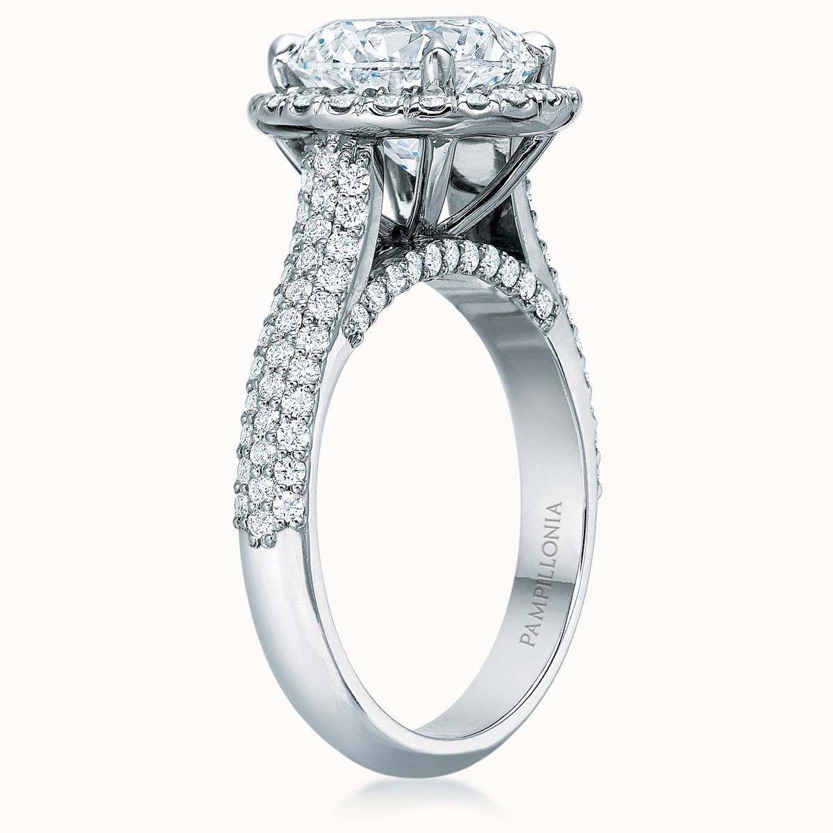 Kathleen Round Diamond Halo Triple Pave