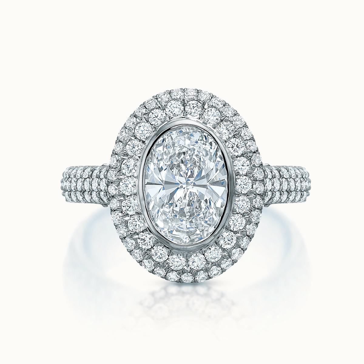 Kathleen Bezel Set Oval Diamond Halo