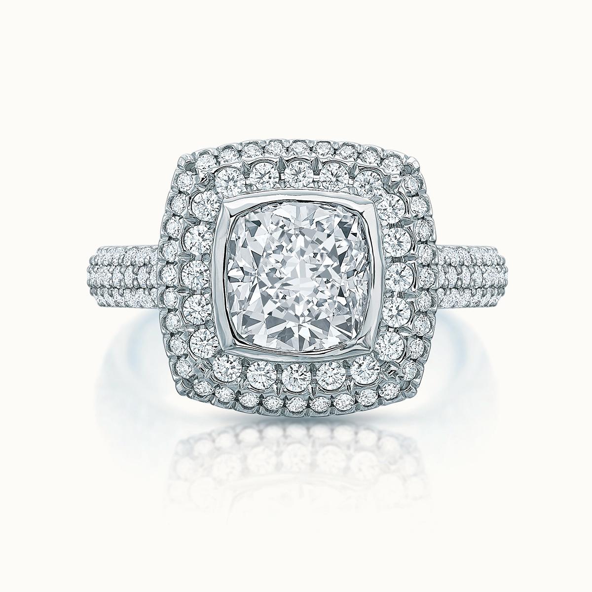 Kathleen Bezel Set Cushion Diamond Halo
