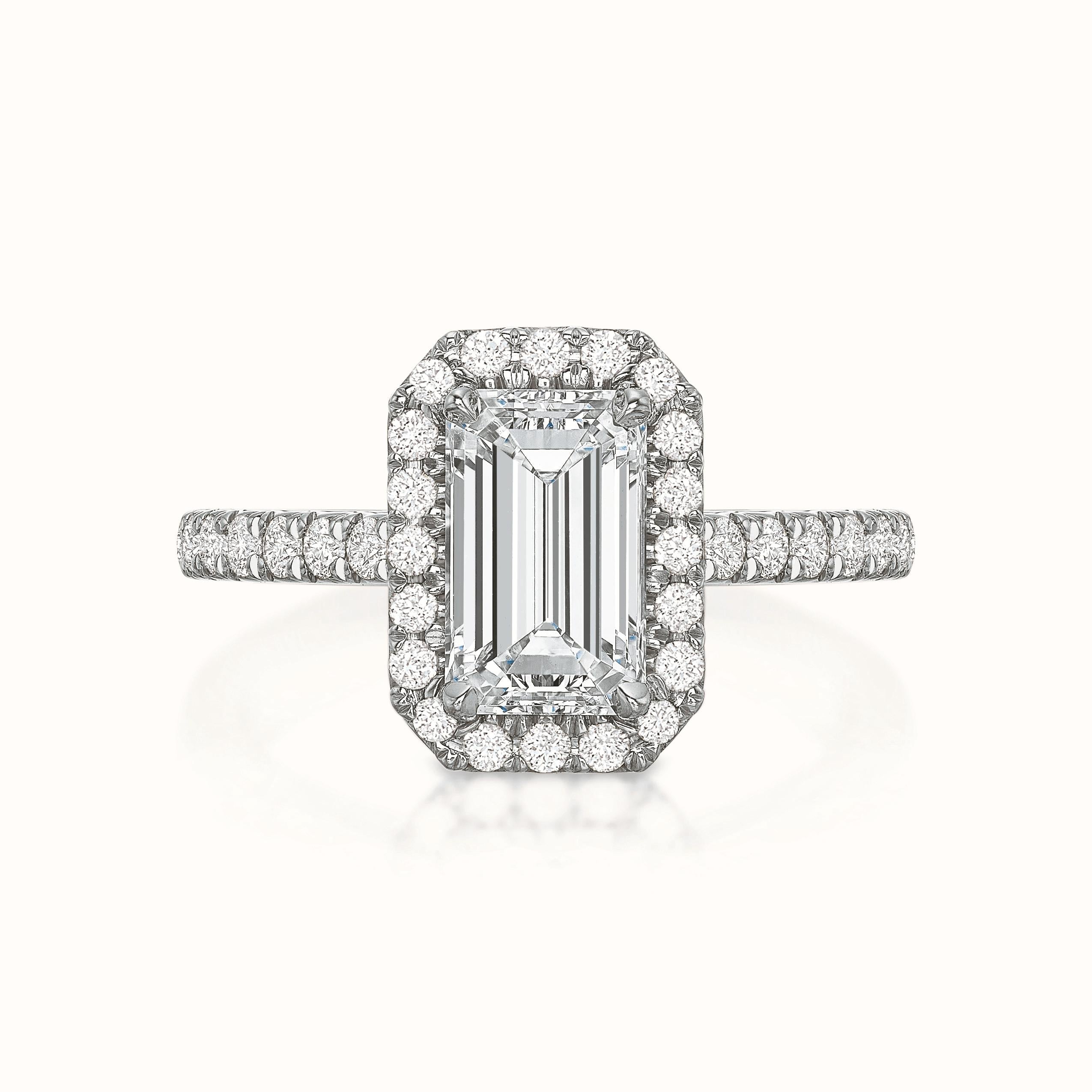 Kate Diamond Halo Emerald Cut