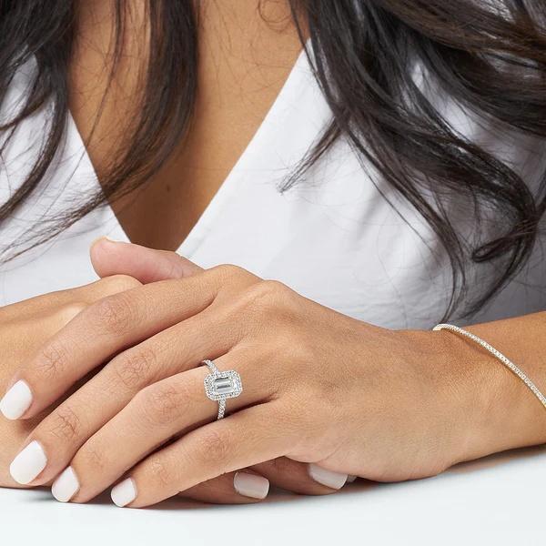 Kate Diamond Halo Emerald Cut