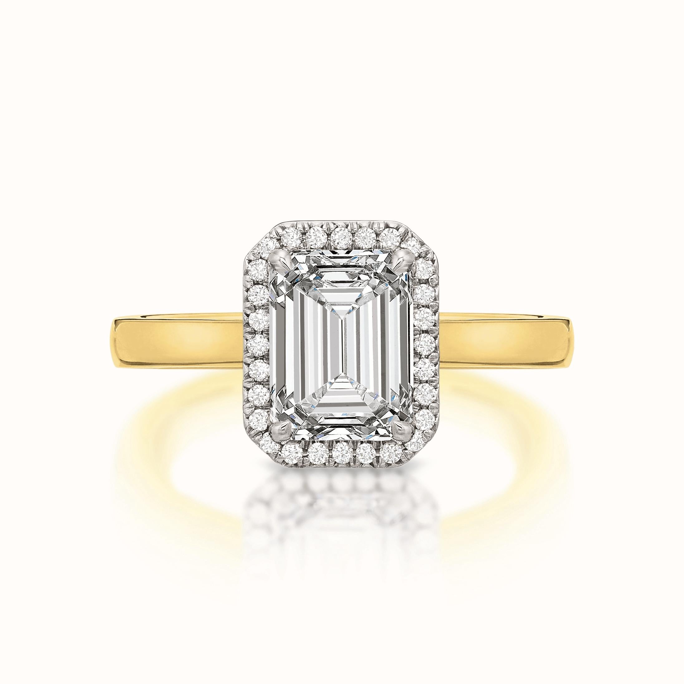 Taylor Diamond Halo Emerald Cut