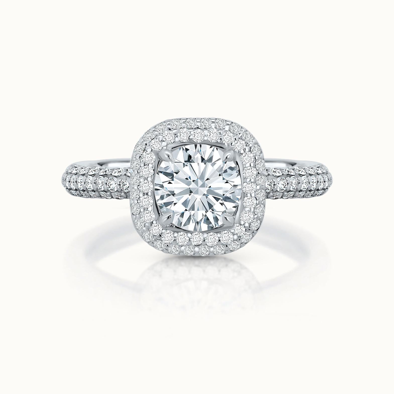 Kathleen Round Diamond Halo Triple Pave