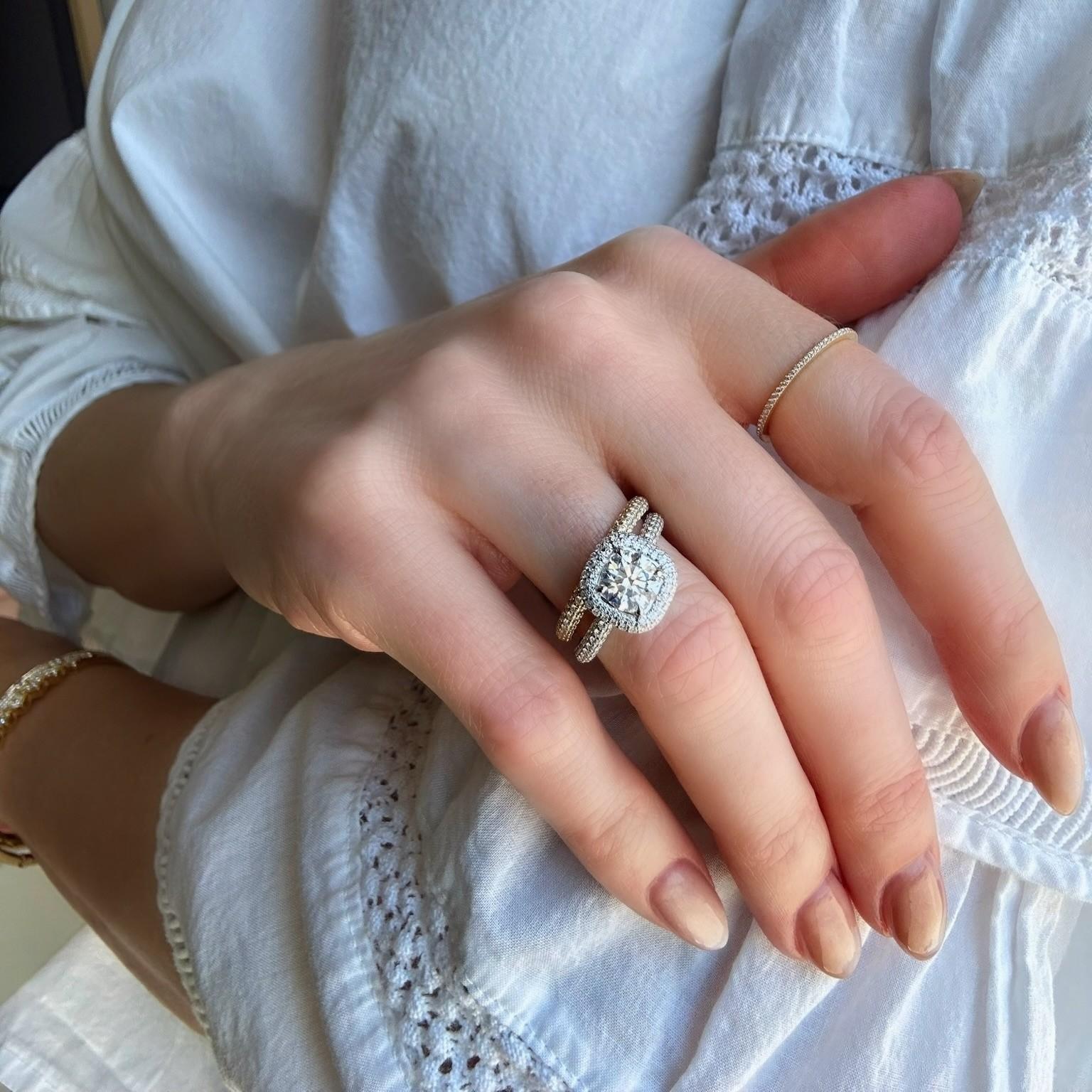 Kathleen Round Diamond Halo Triple Pave