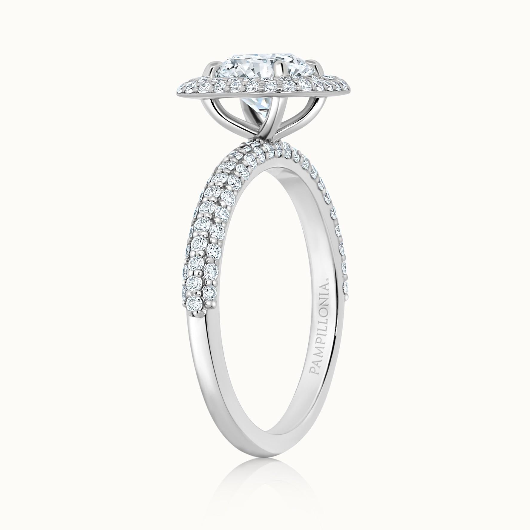 Kathleen Round Diamond Halo Triple Pave
