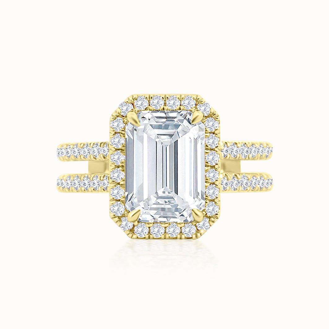 Gabriella Diamond Halo Emerald Cut