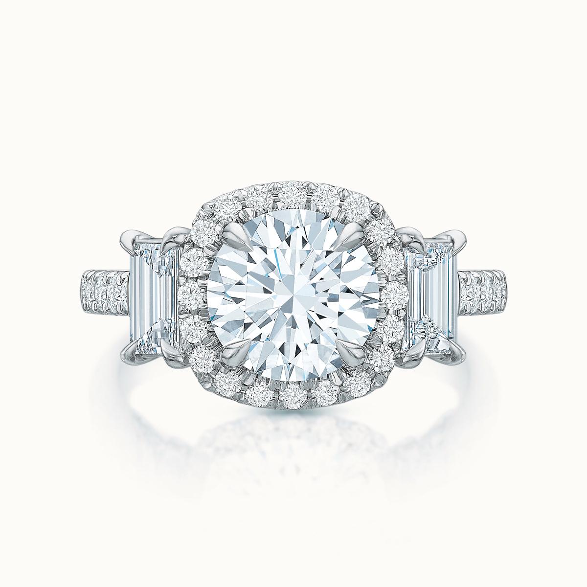 Kate Diamond Halo Three Stone Round