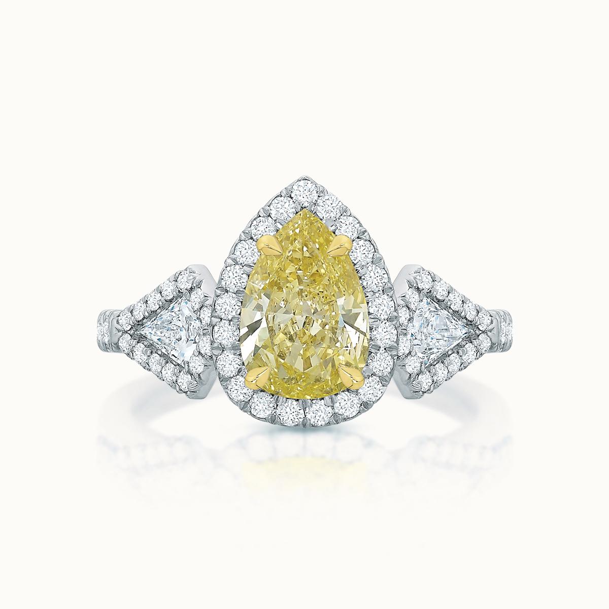 Kate Diamond Halo Three Stone Yellow