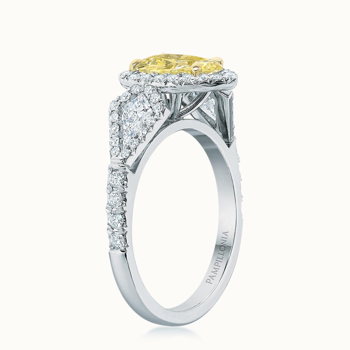 Kate Diamond Halo Three Stone Yellow
