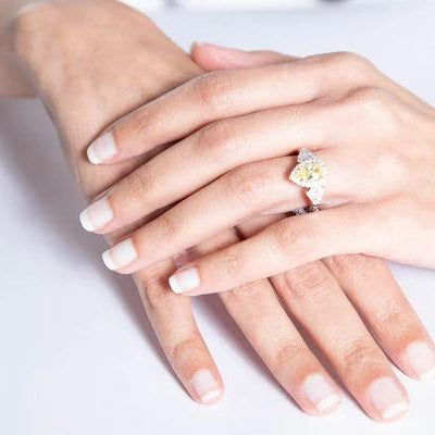 Kate Diamond Halo Three Stone Yellow