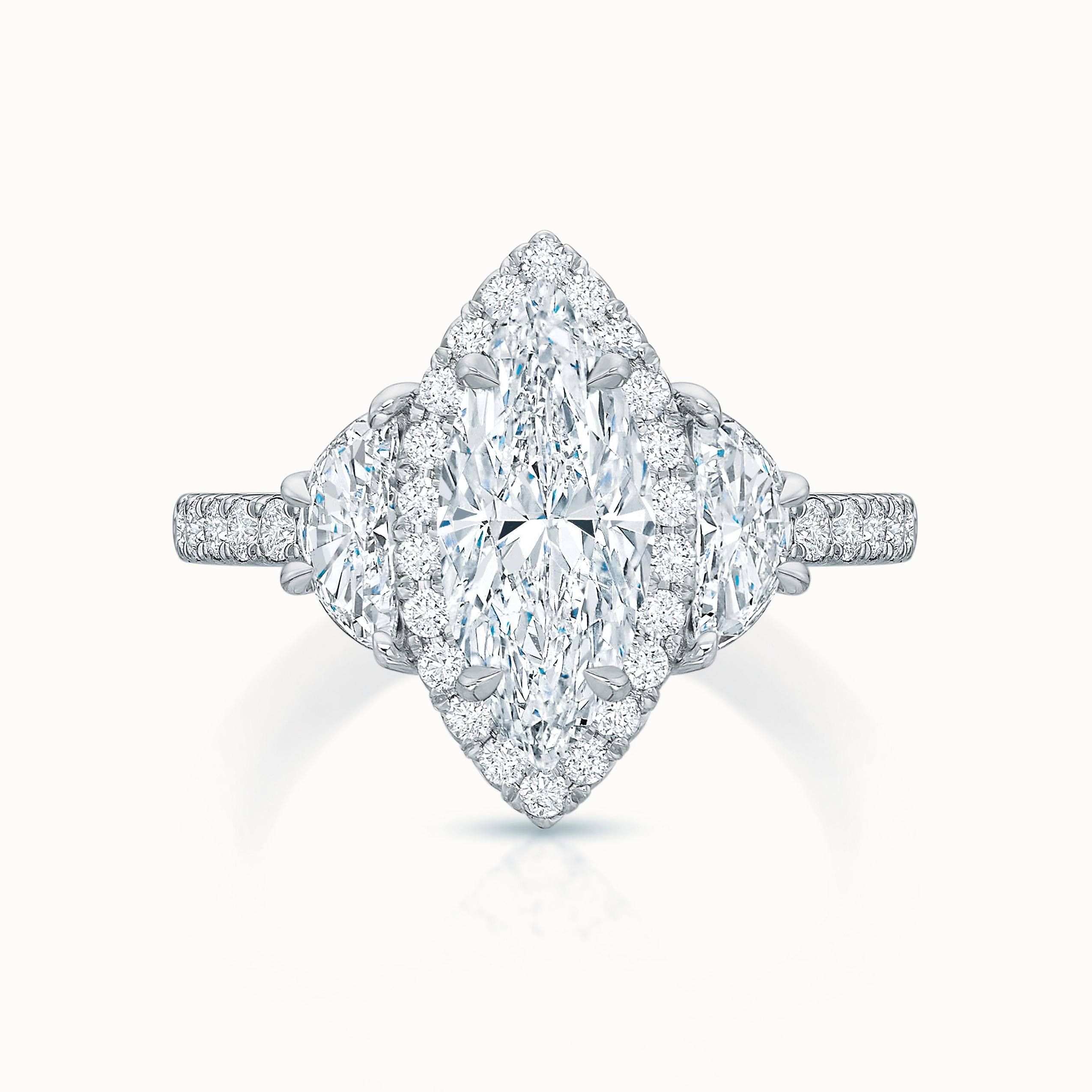 Kate Diamond Halo Three Stone Marquise