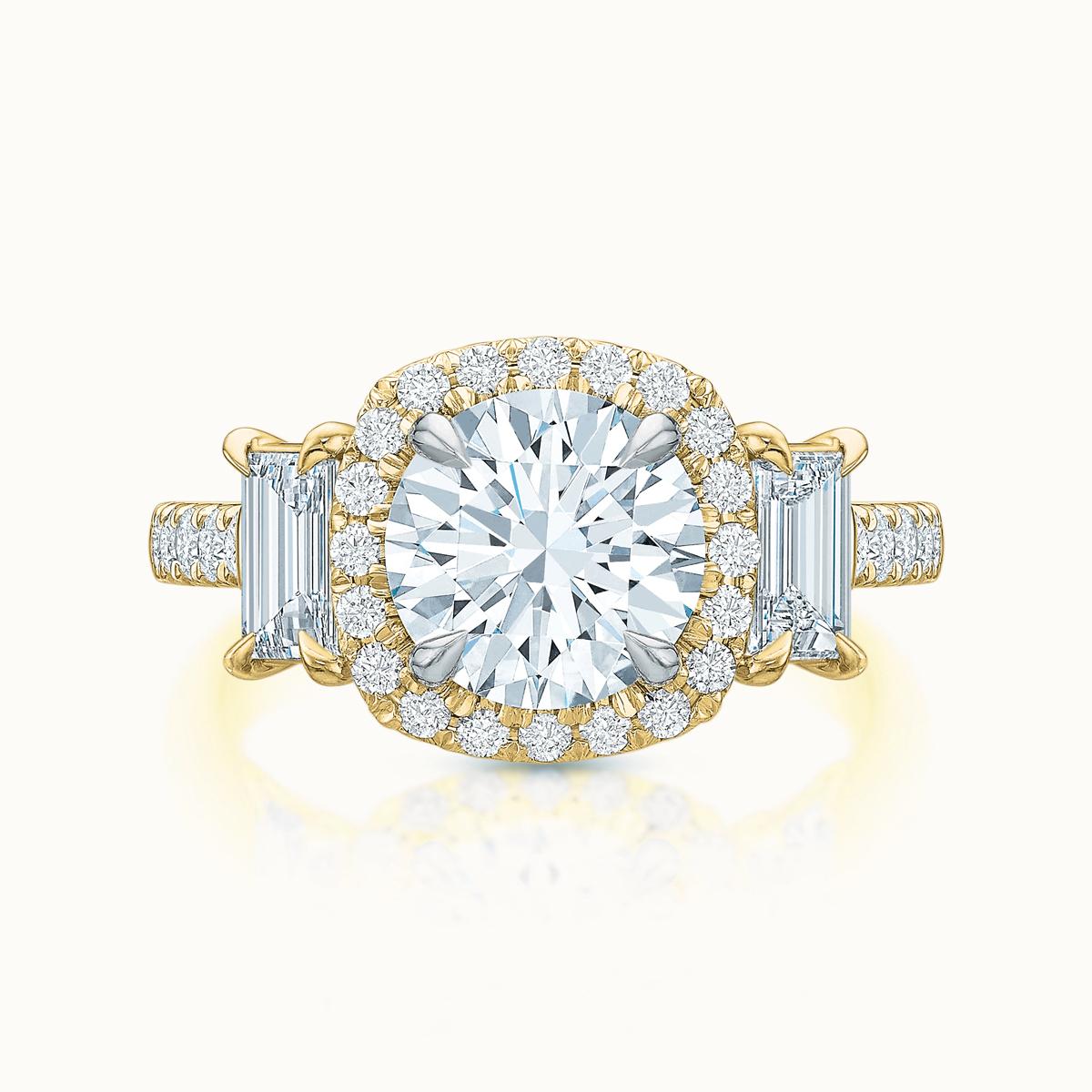 Kate Diamond Halo Three Stone Round