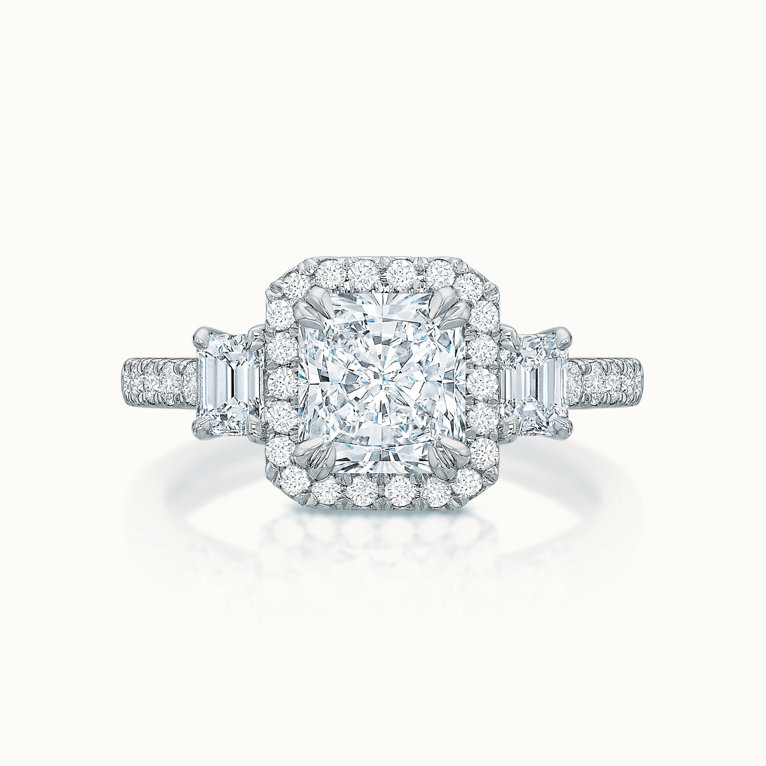 Kate Diamond Halo Three Stone Radiant