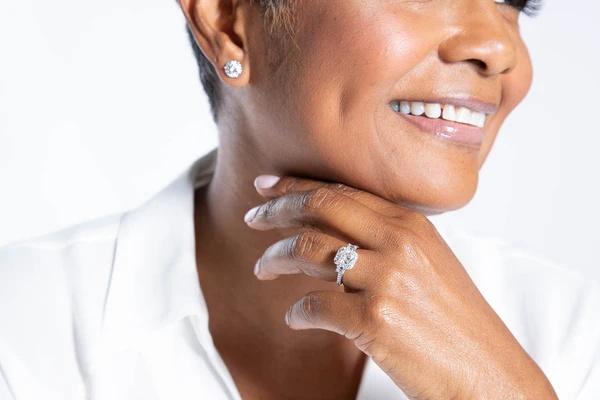 Kate Diamond Halo Three Stone Radiant