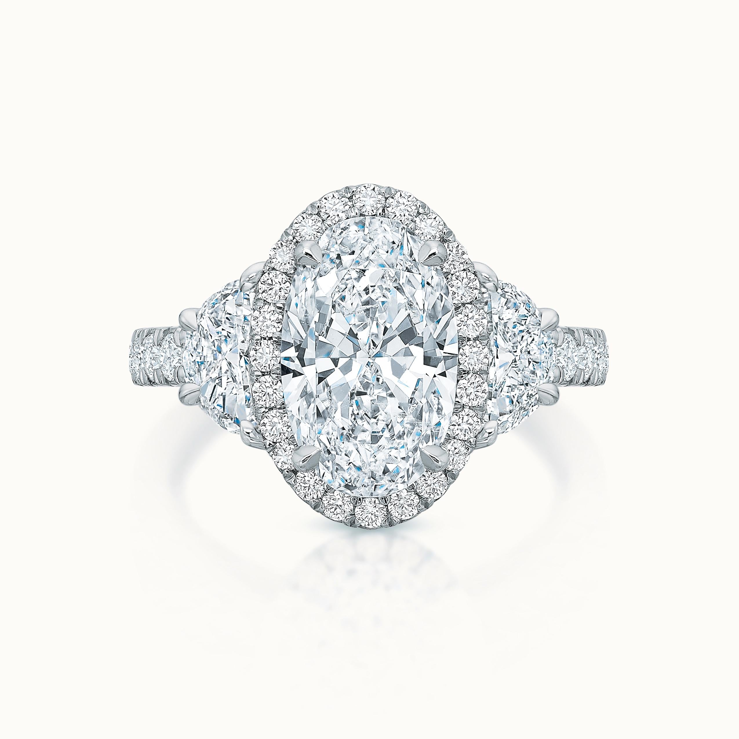 Kate Diamond Halo Three Stone Oval