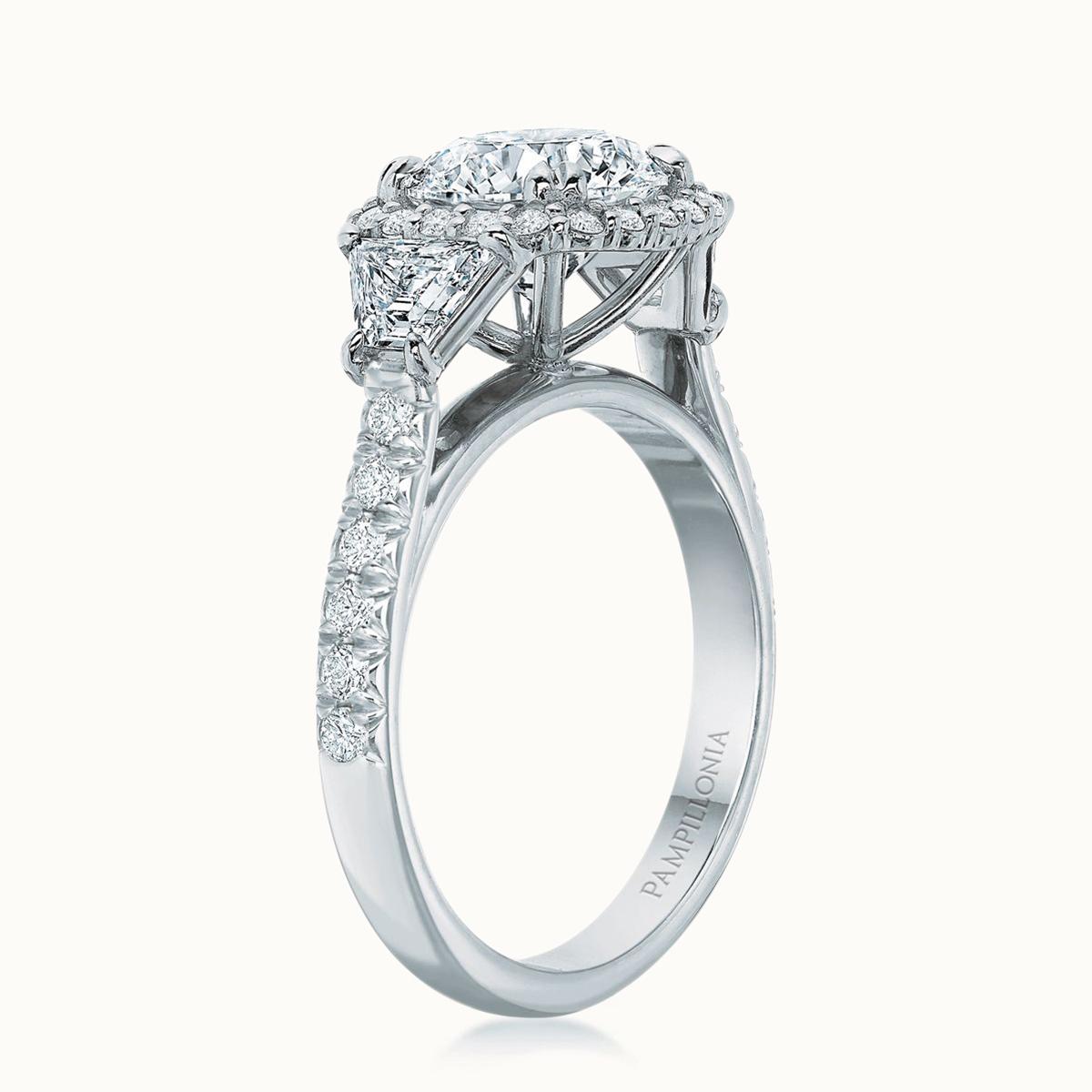 Savannah Three Stone Diamond Halo