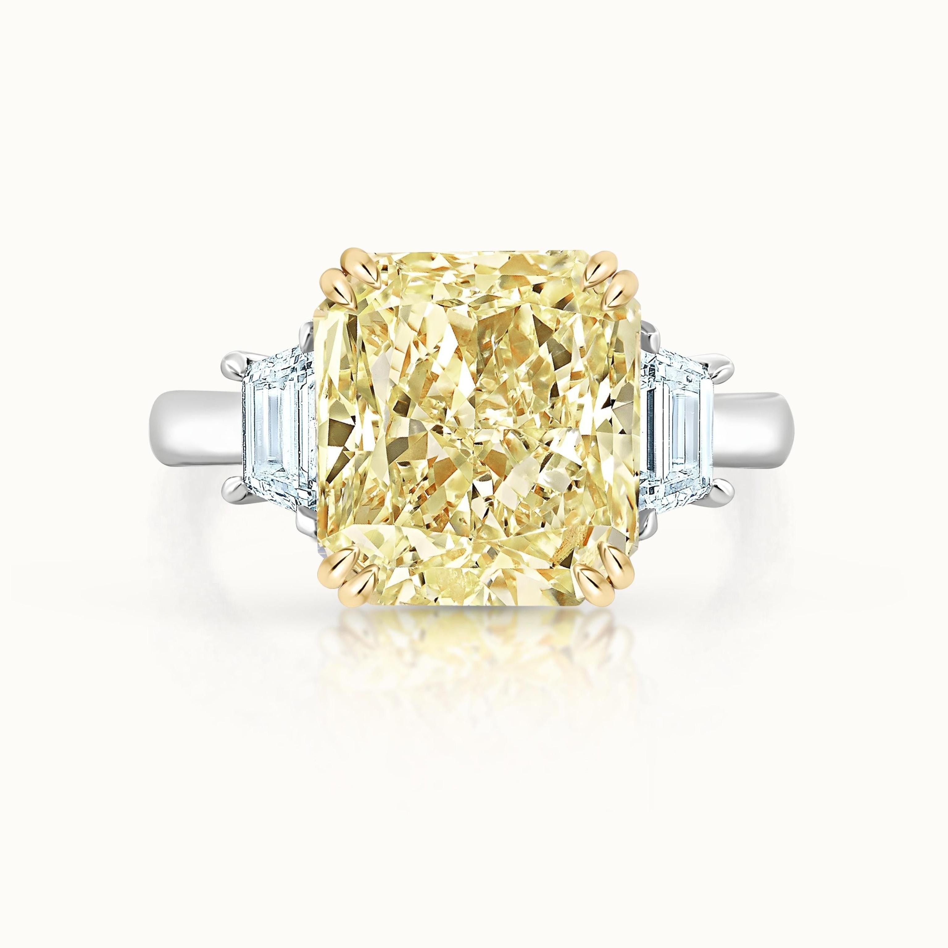 Taylor Three Stone Yellow Diamond Radiant