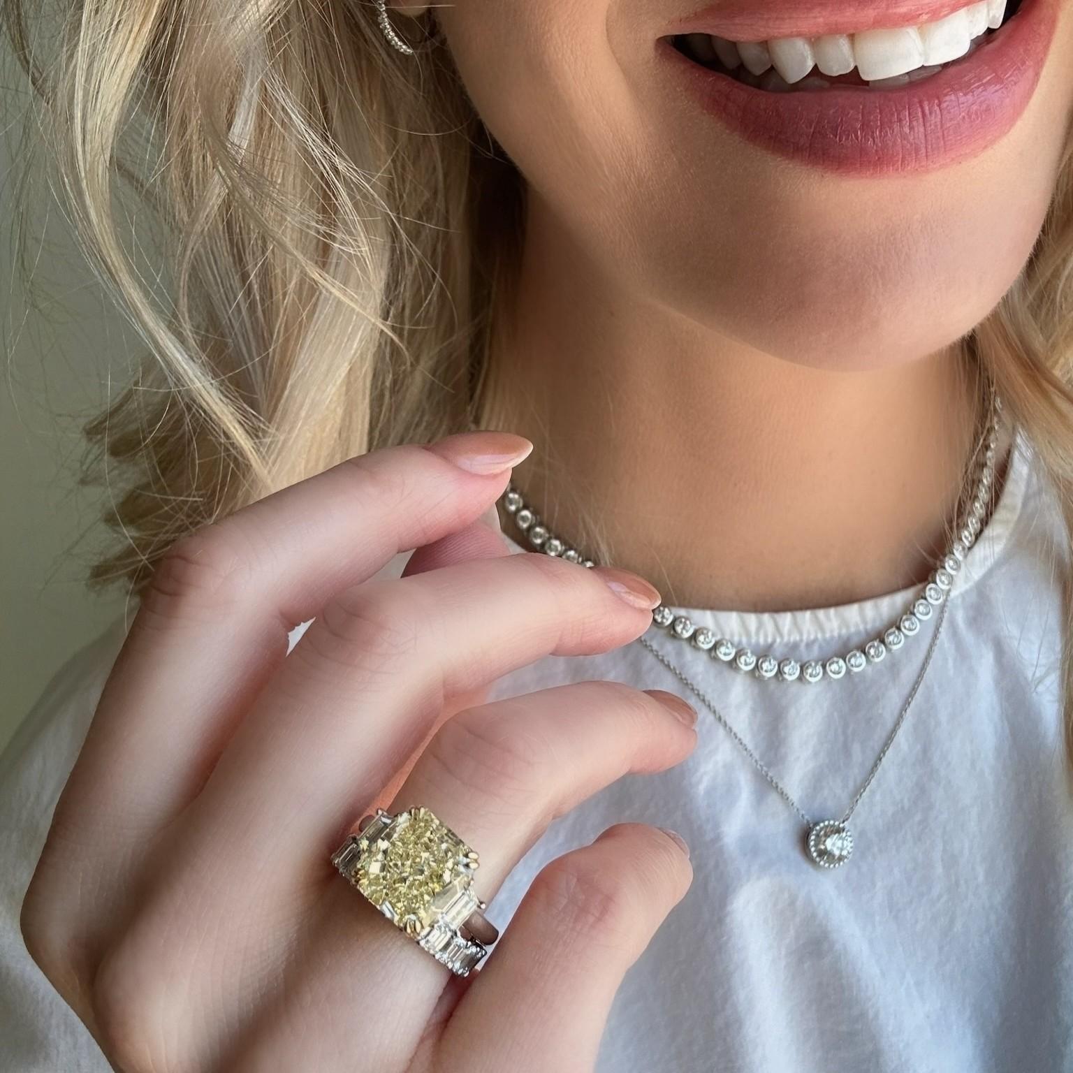 Taylor Three Stone Yellow Diamond Radiant