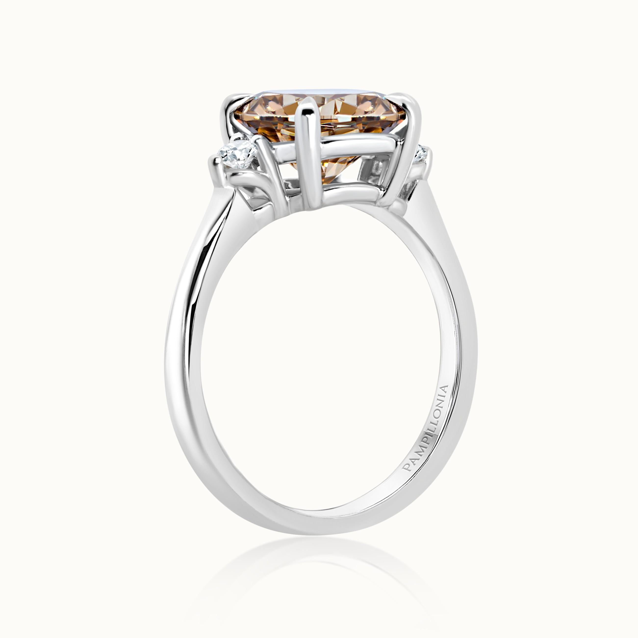 Round Champagne Diamond Three Stone