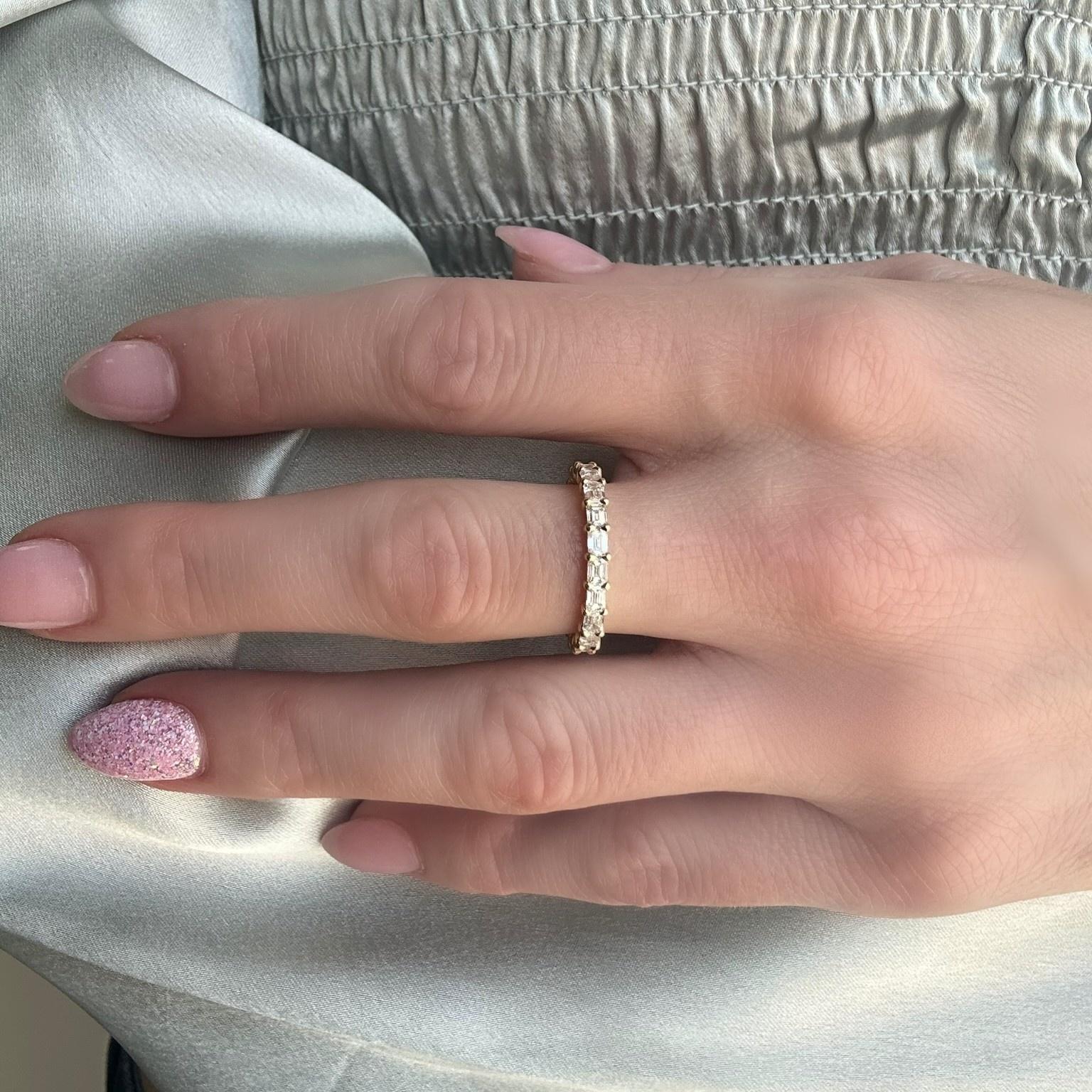 Savannah Emerald Cut Diamond East & West Eternity Band