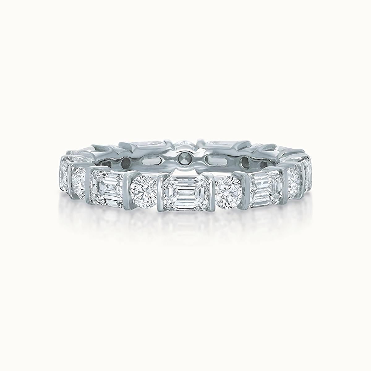 Emerald Cut and Round Diamond Eternity Band