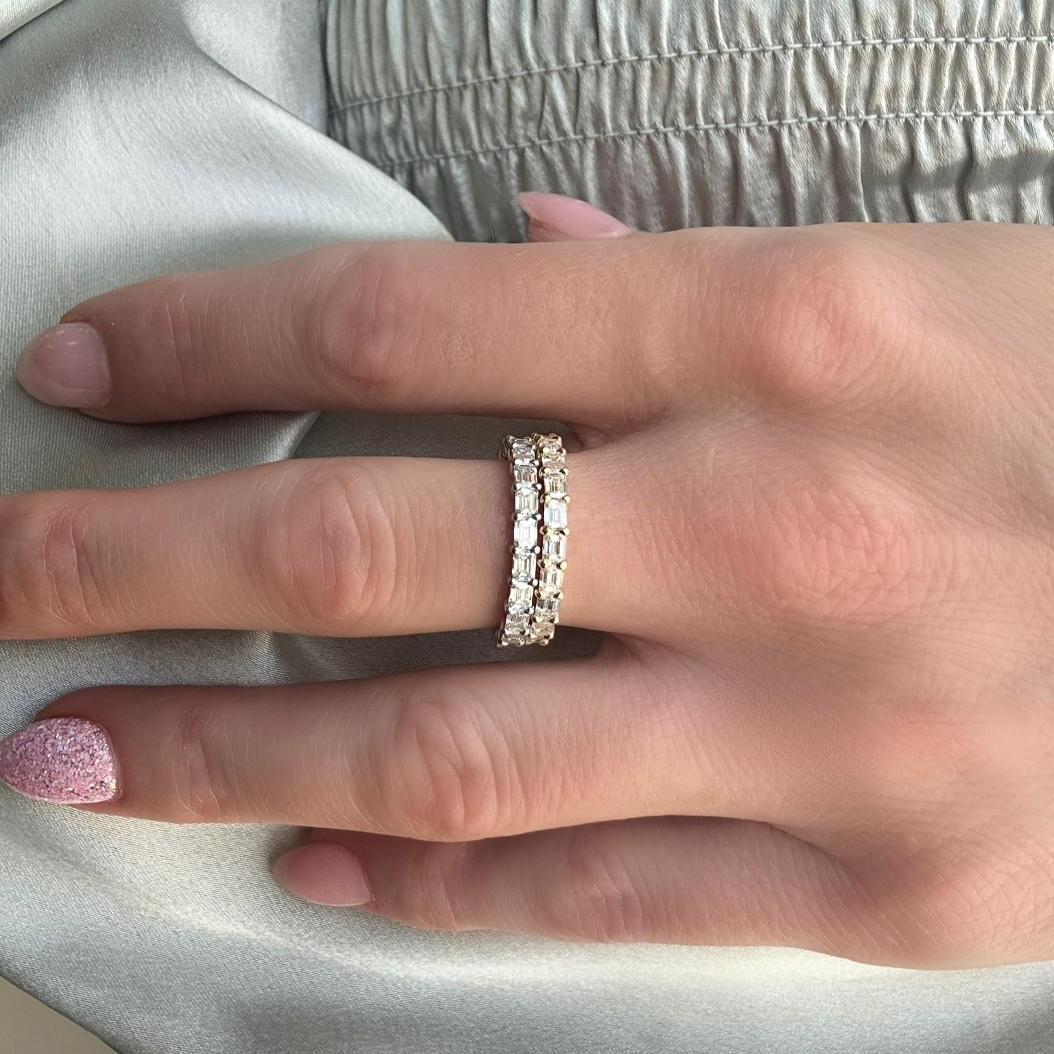 Savannah Emerald Cut Diamond East & West Eternity Band