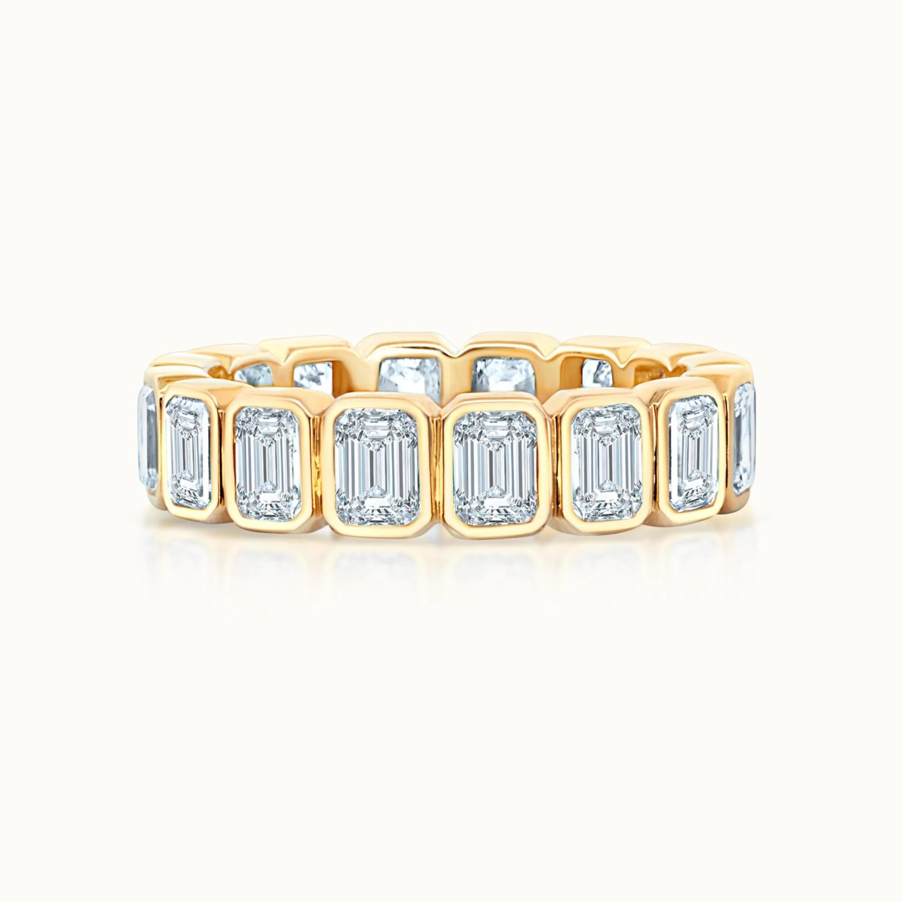 Bezel Set Emerald Cut Diamond Eternity Band
