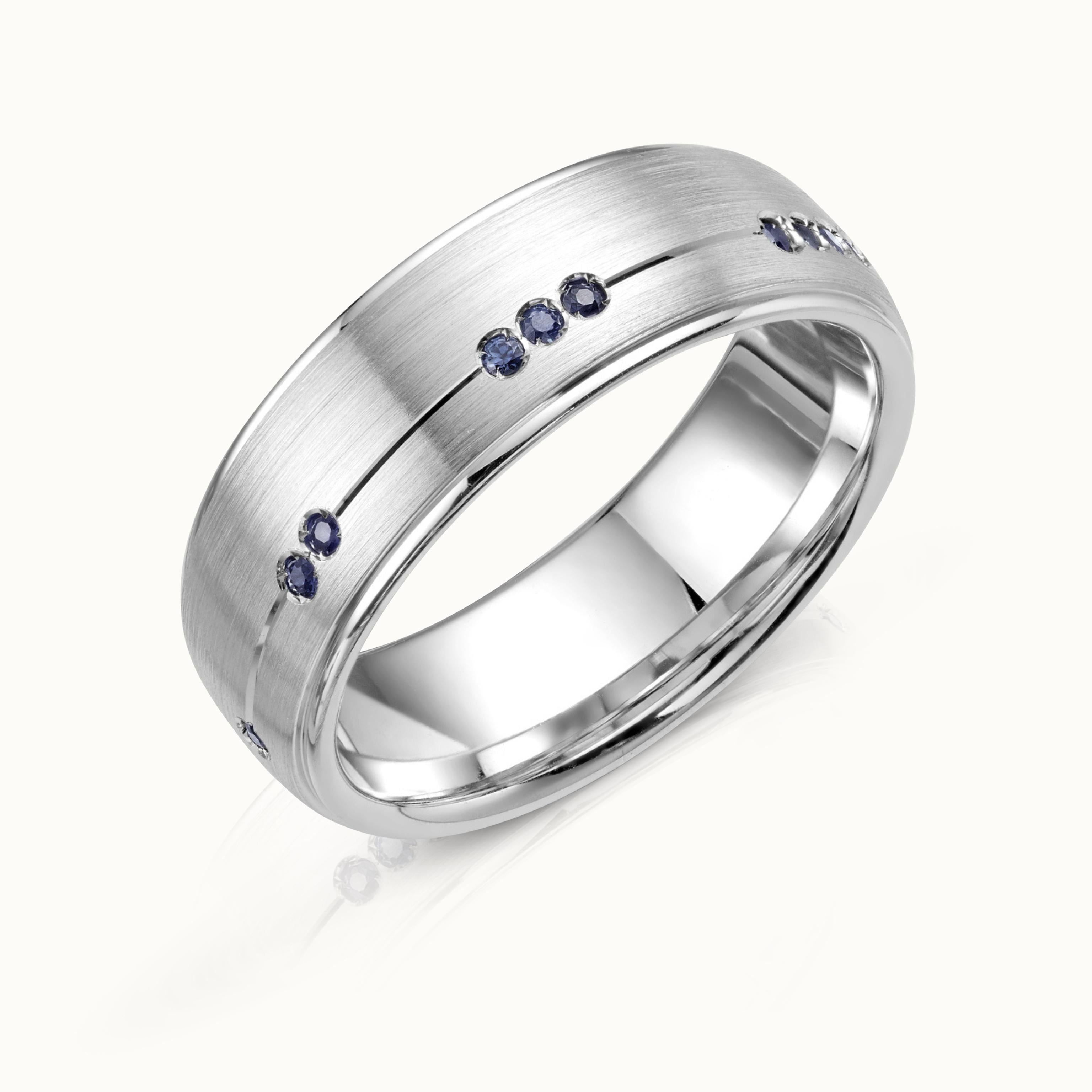 Brushed Sapphire Mens Band