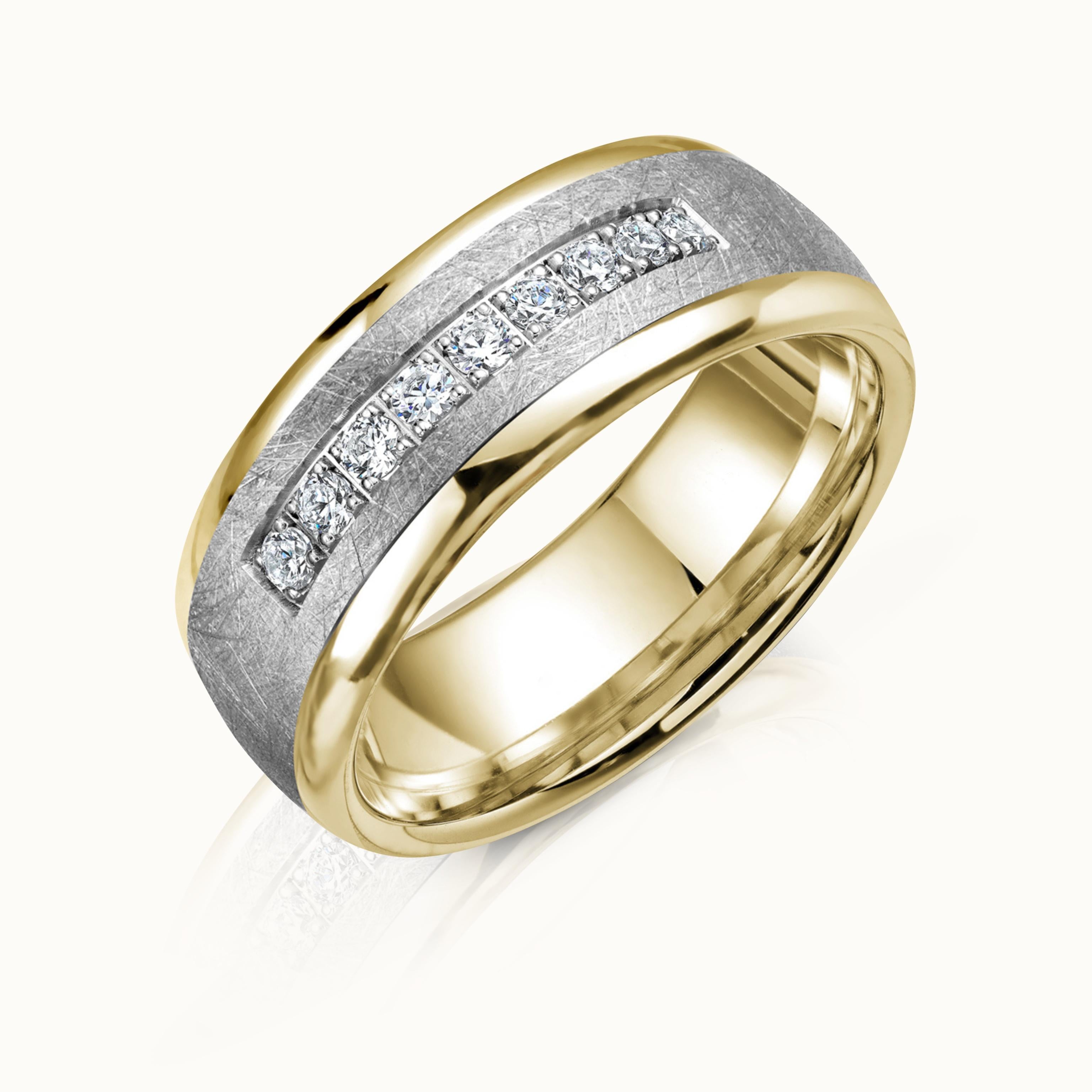 Two Tone Diamond Mens Band