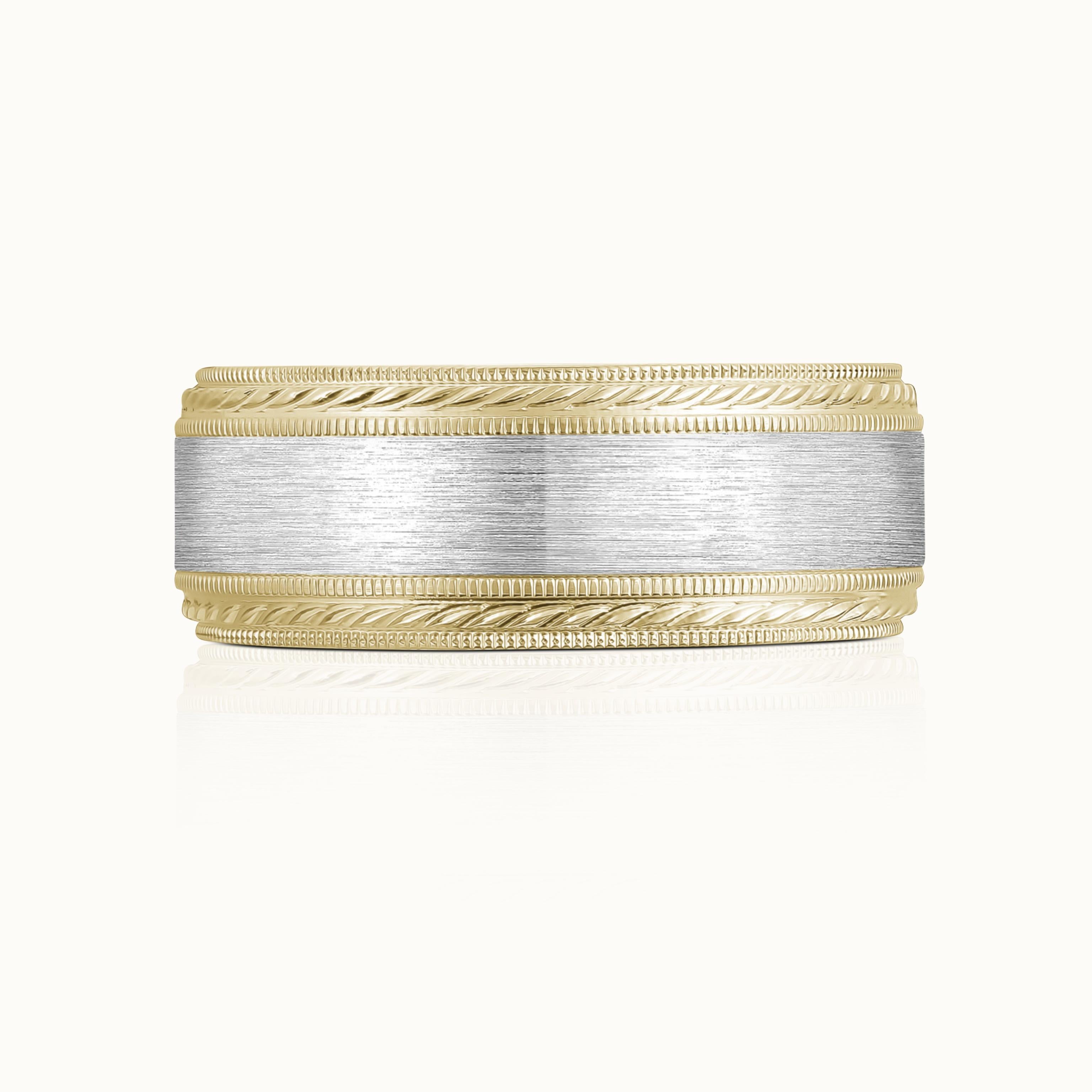 Two Tone Milgrain Mens Band