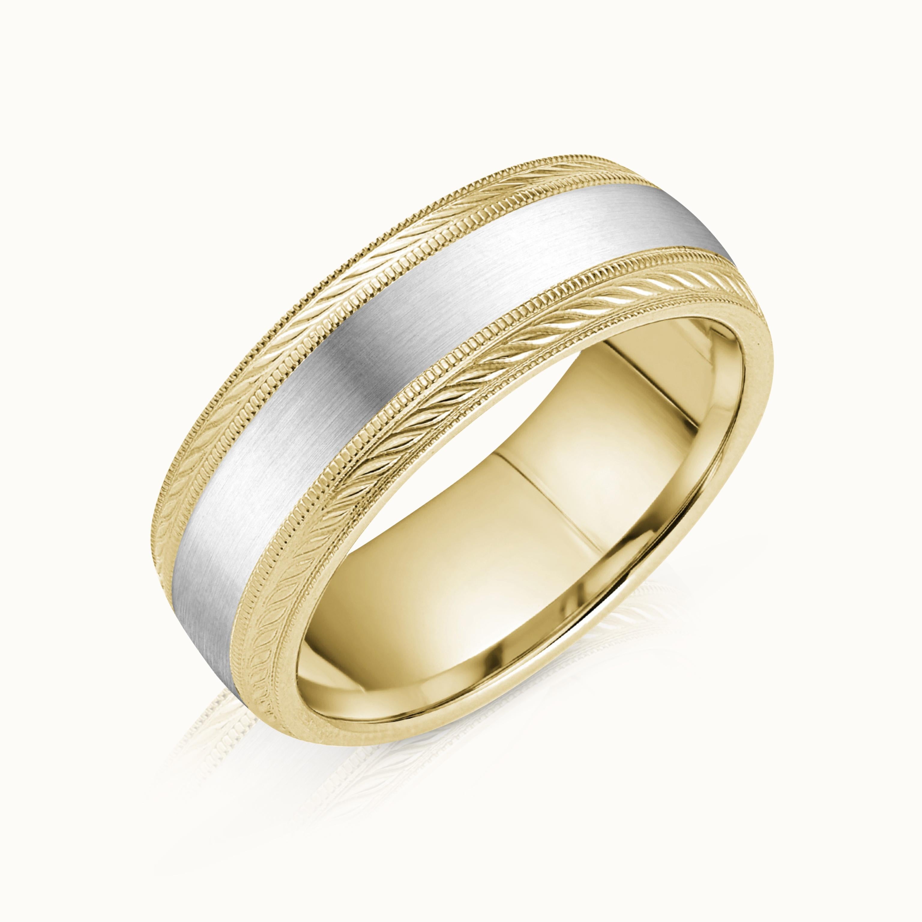 Two Tone Milgrain Mens Band