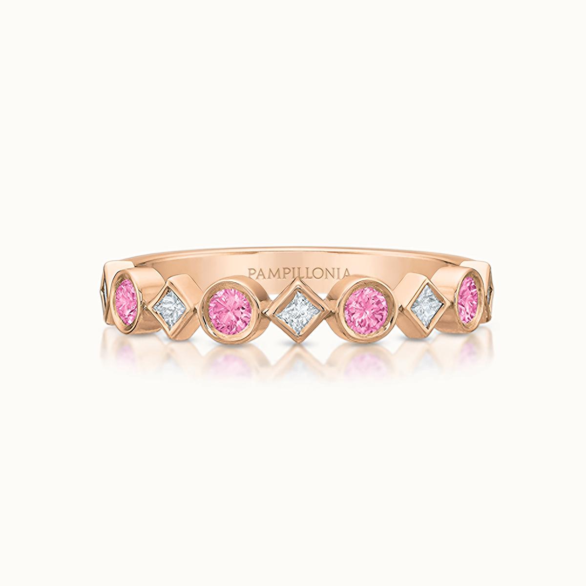 Alternating Diamond and Pink Sapphire Band