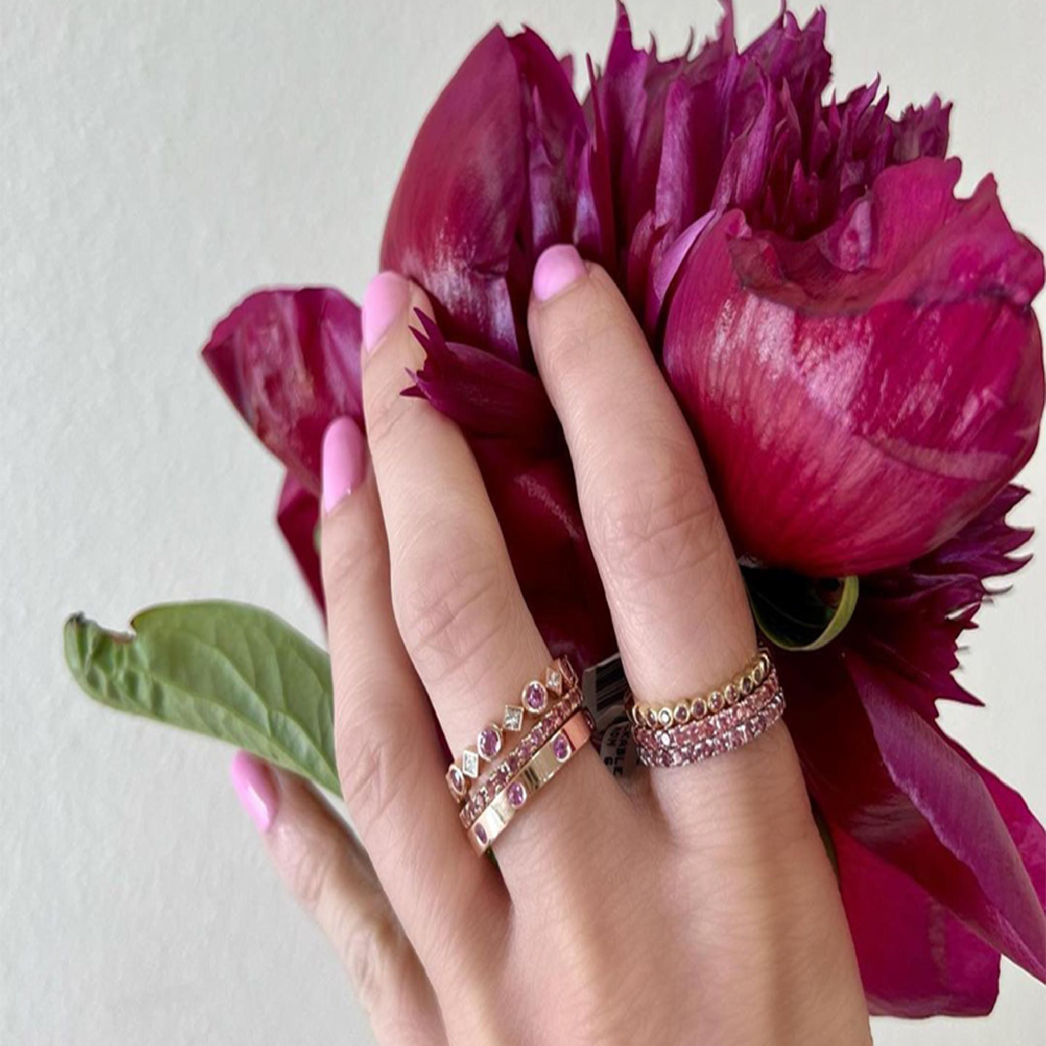 Alternating Diamond and Pink Sapphire Band