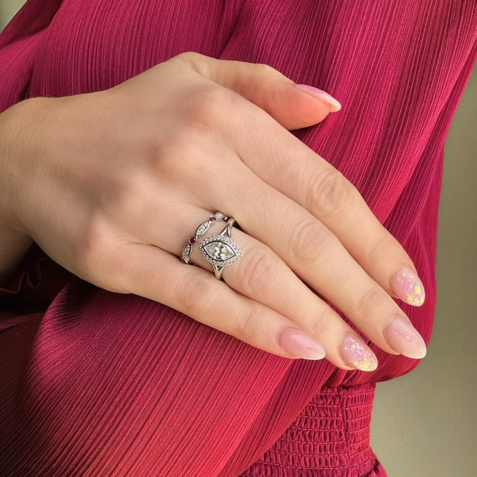 Diamond & Ruby Alternating Band with Milgrain