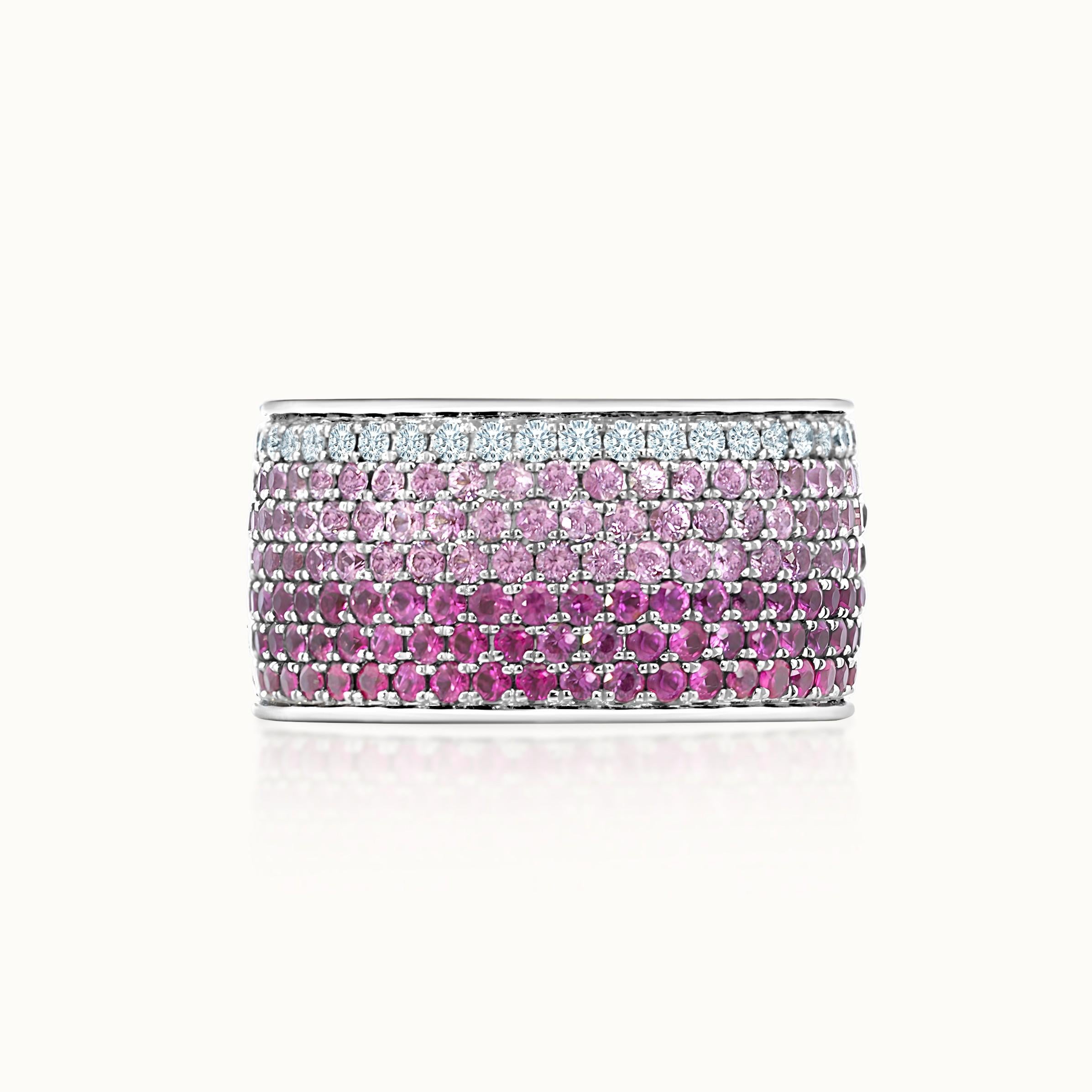 Ombre Pink Sapphire & Diamond Band