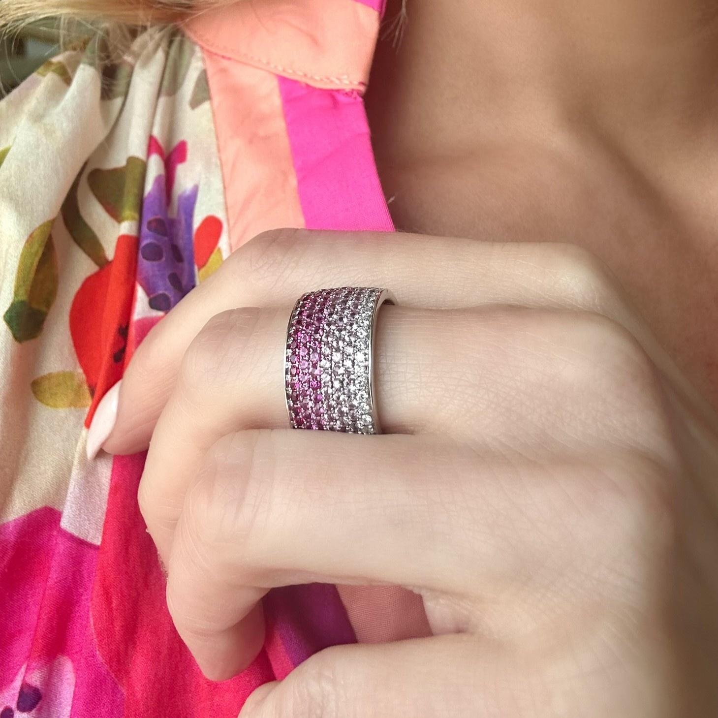Ombre Pink Sapphire & Diamond Band