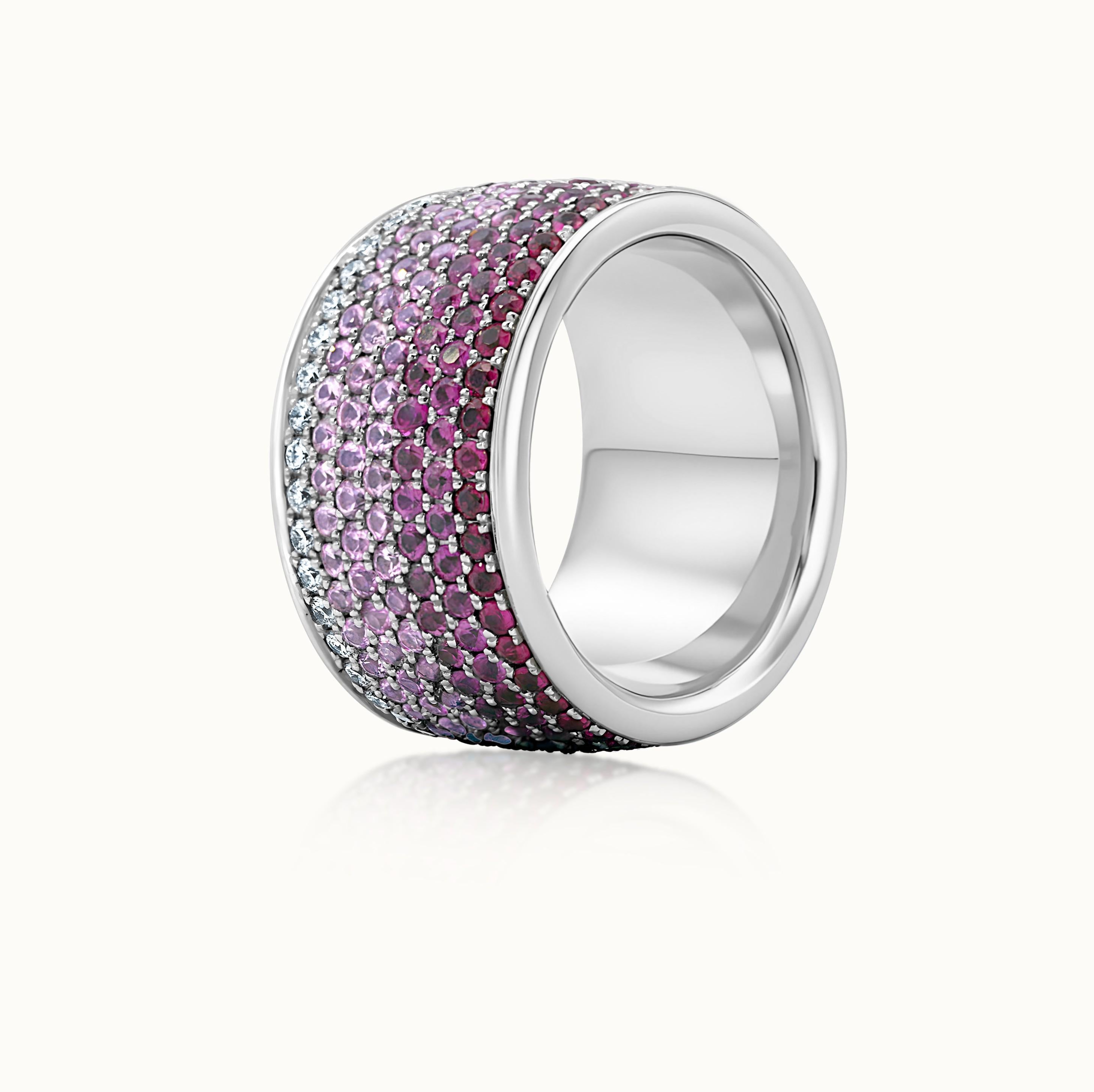 Ombre Pink Sapphire & Diamond Band