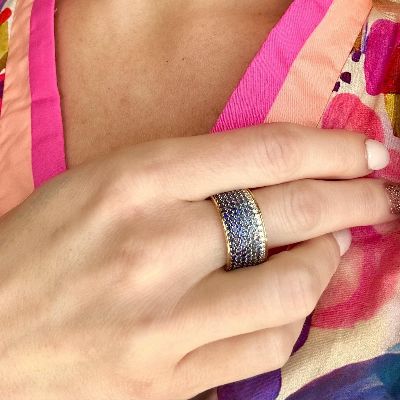 Ombre Blue Sapphire & Diamond Band