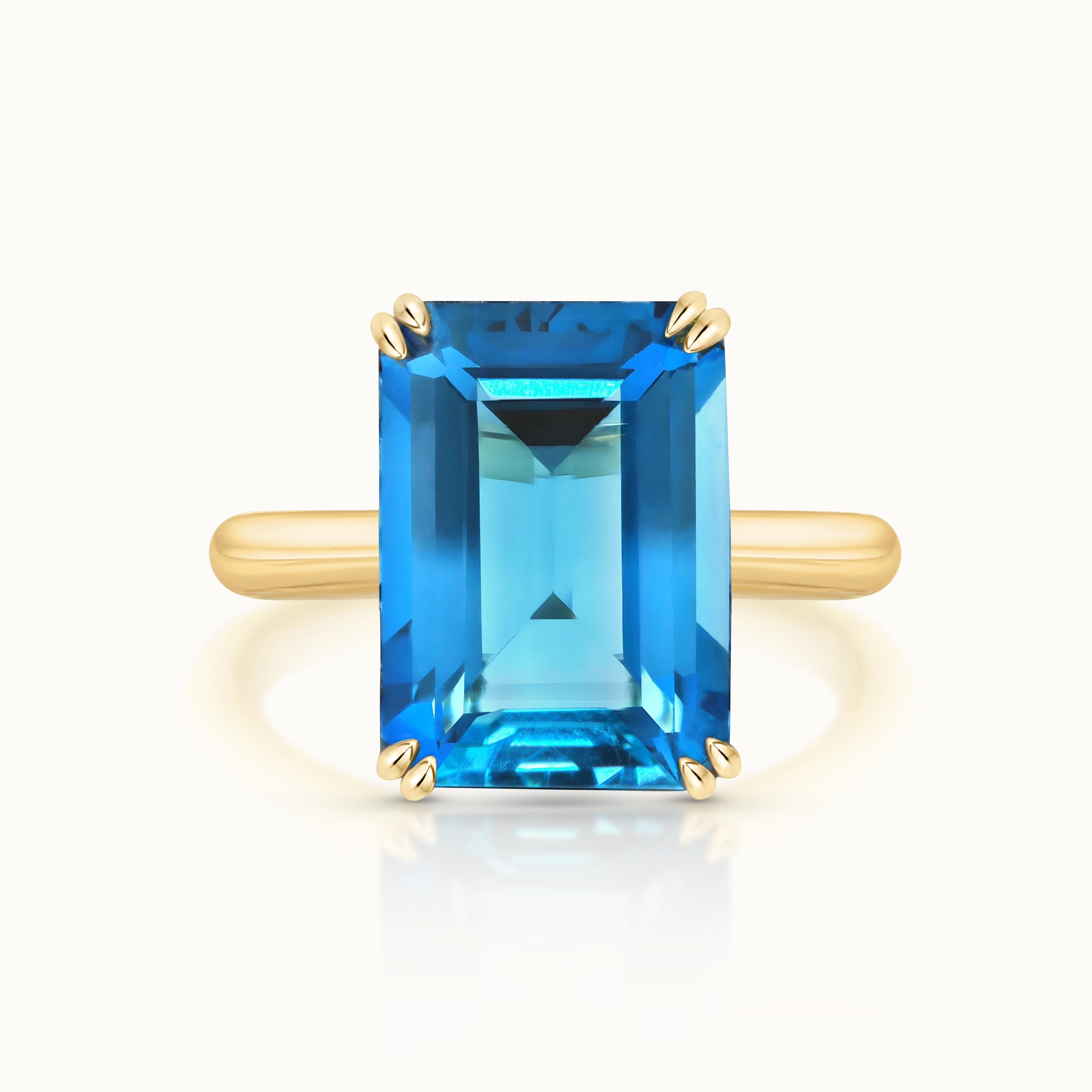 Lennon Emerald Cut Swiss Blue Topaz Ring